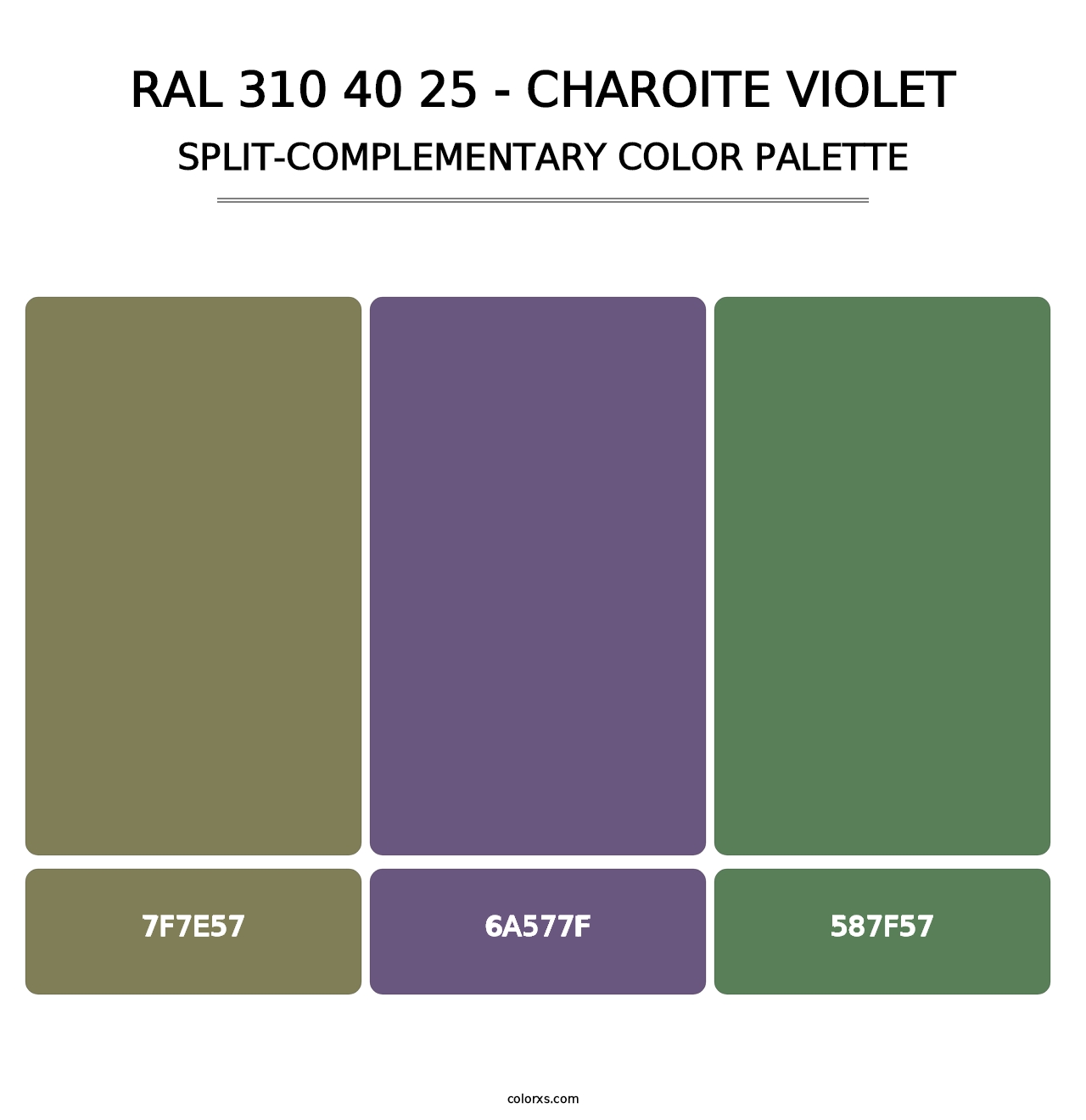 RAL 310 40 25 - Charoite Violet - Split-Complementary Color Palette