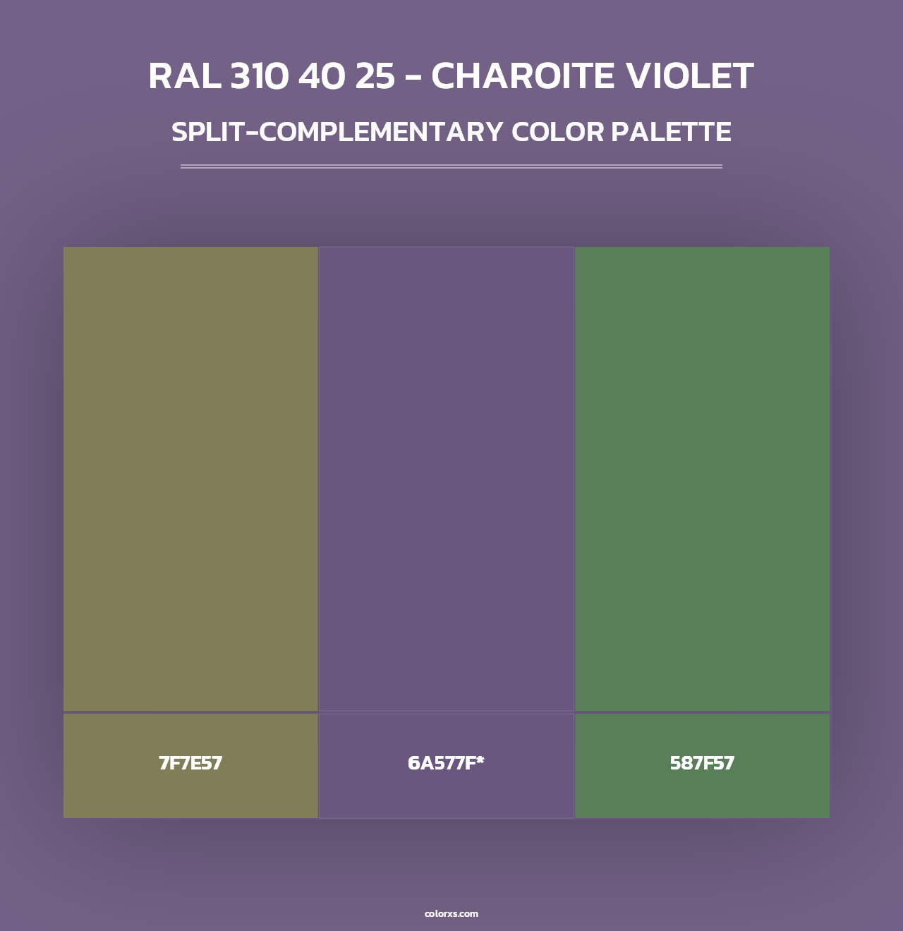 RAL 310 40 25 - Charoite Violet - Split-Complementary Color Palette