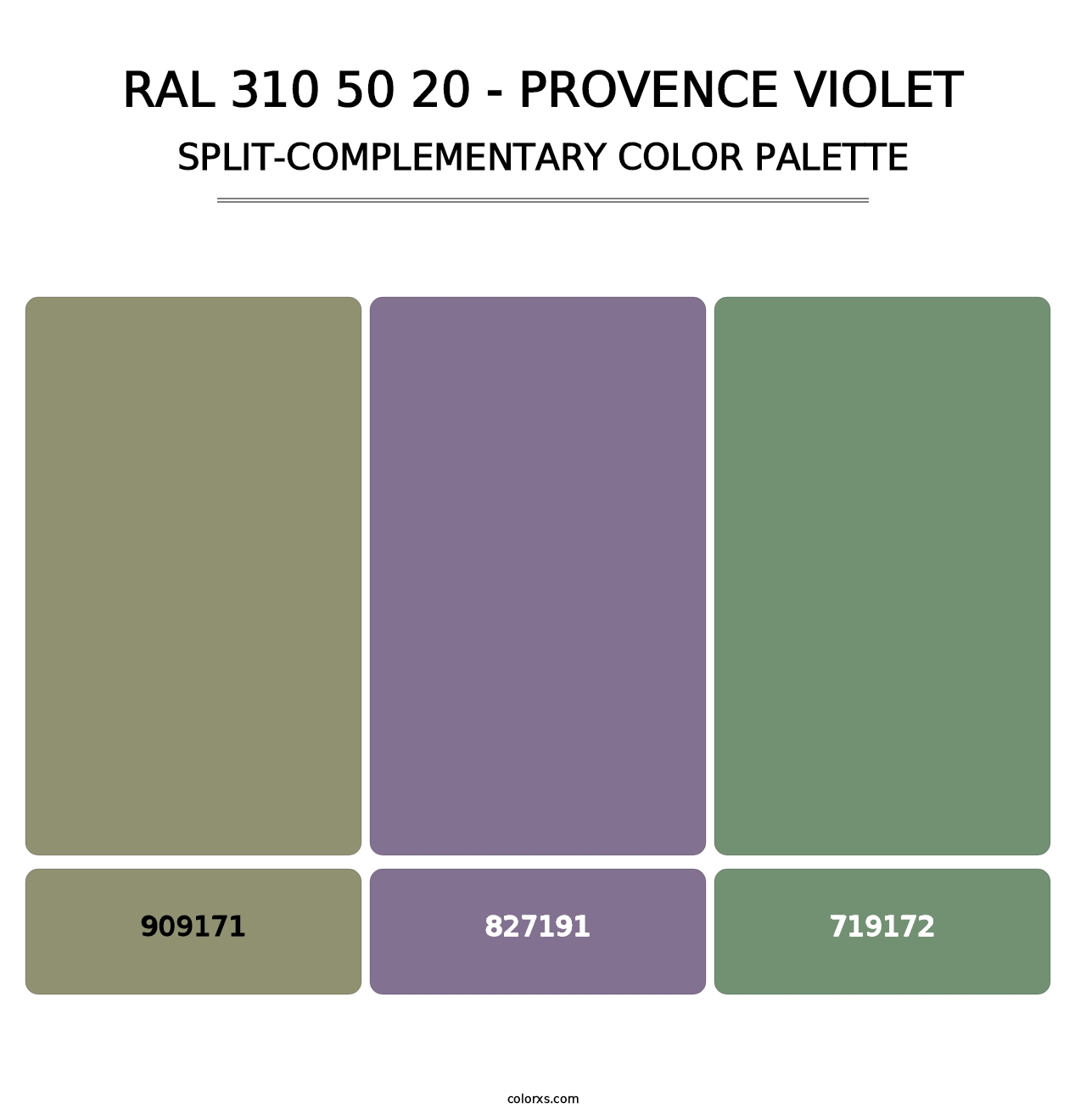 RAL 310 50 20 - Provence Violet - Split-Complementary Color Palette