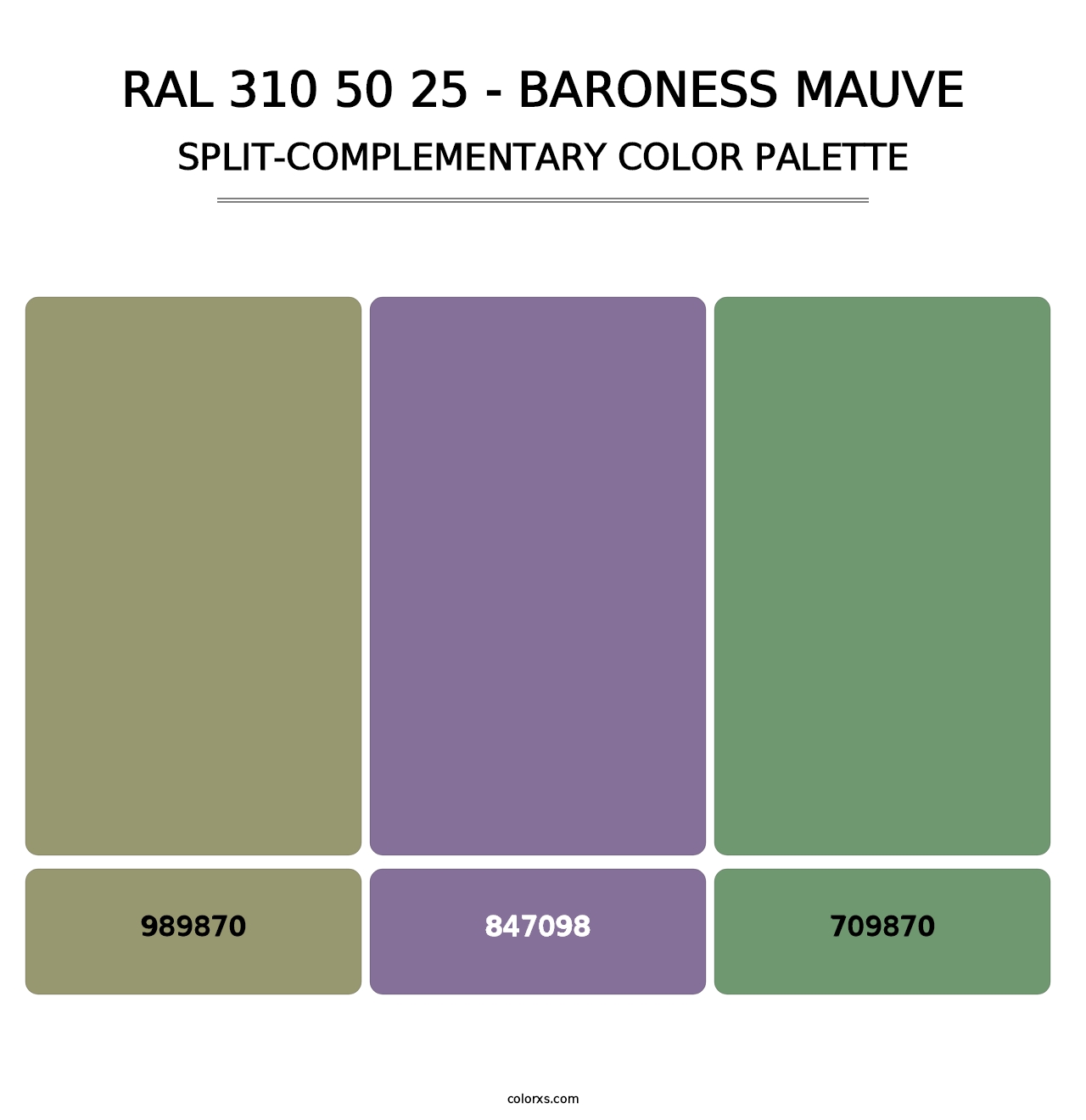 RAL 310 50 25 - Baroness Mauve - Split-Complementary Color Palette