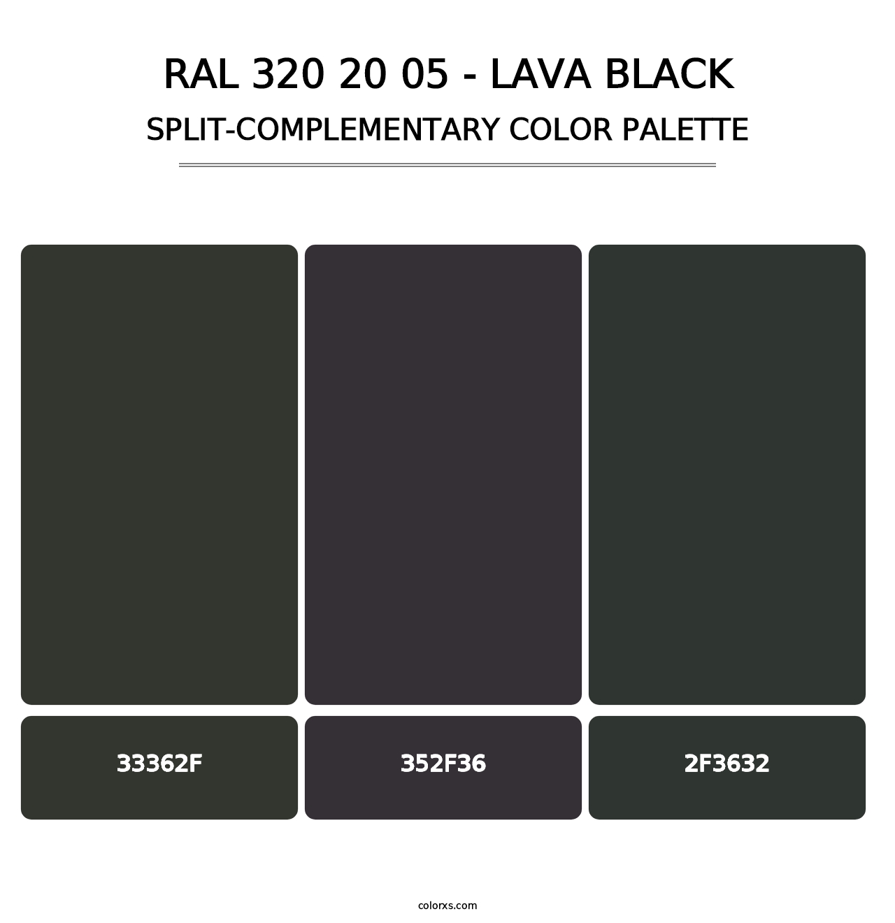 RAL 320 20 05 - Lava Black - Split-Complementary Color Palette