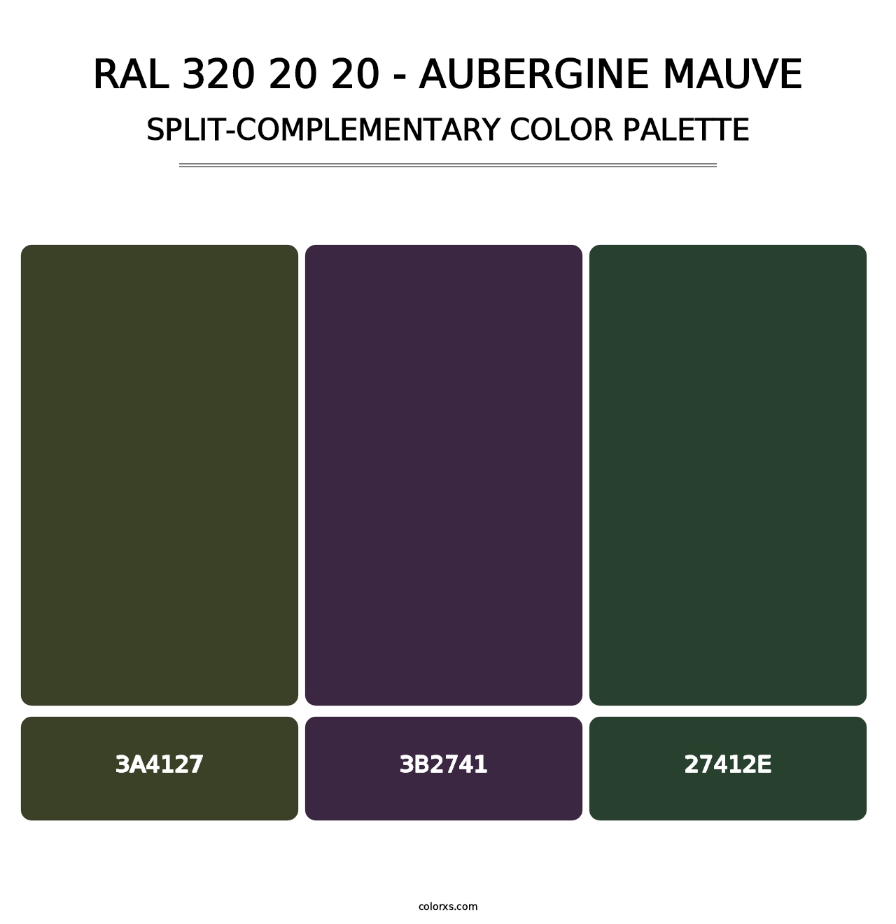 RAL 320 20 20 - Aubergine Mauve - Split-Complementary Color Palette