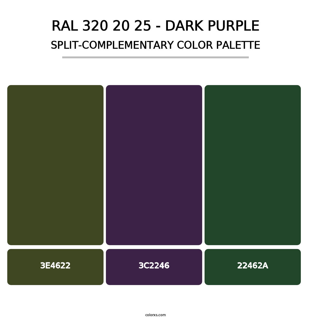 RAL 320 20 25 - Dark Purple - Split-Complementary Color Palette