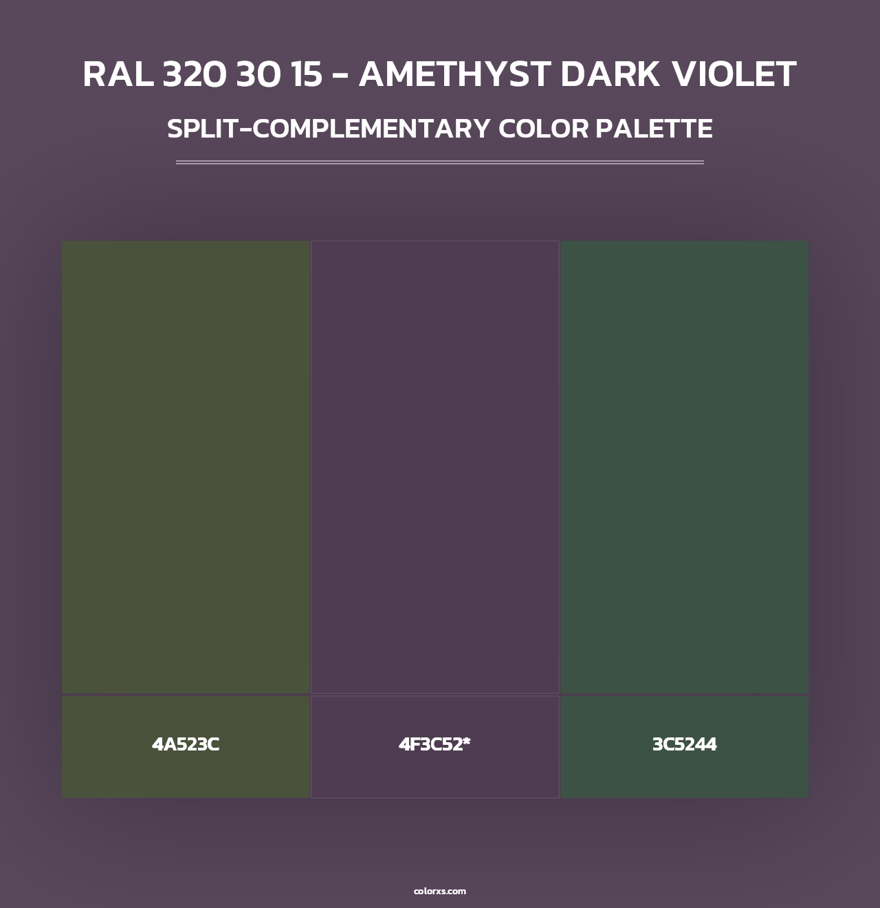 RAL 320 30 15 - Amethyst Dark Violet - Split-Complementary Color Palette