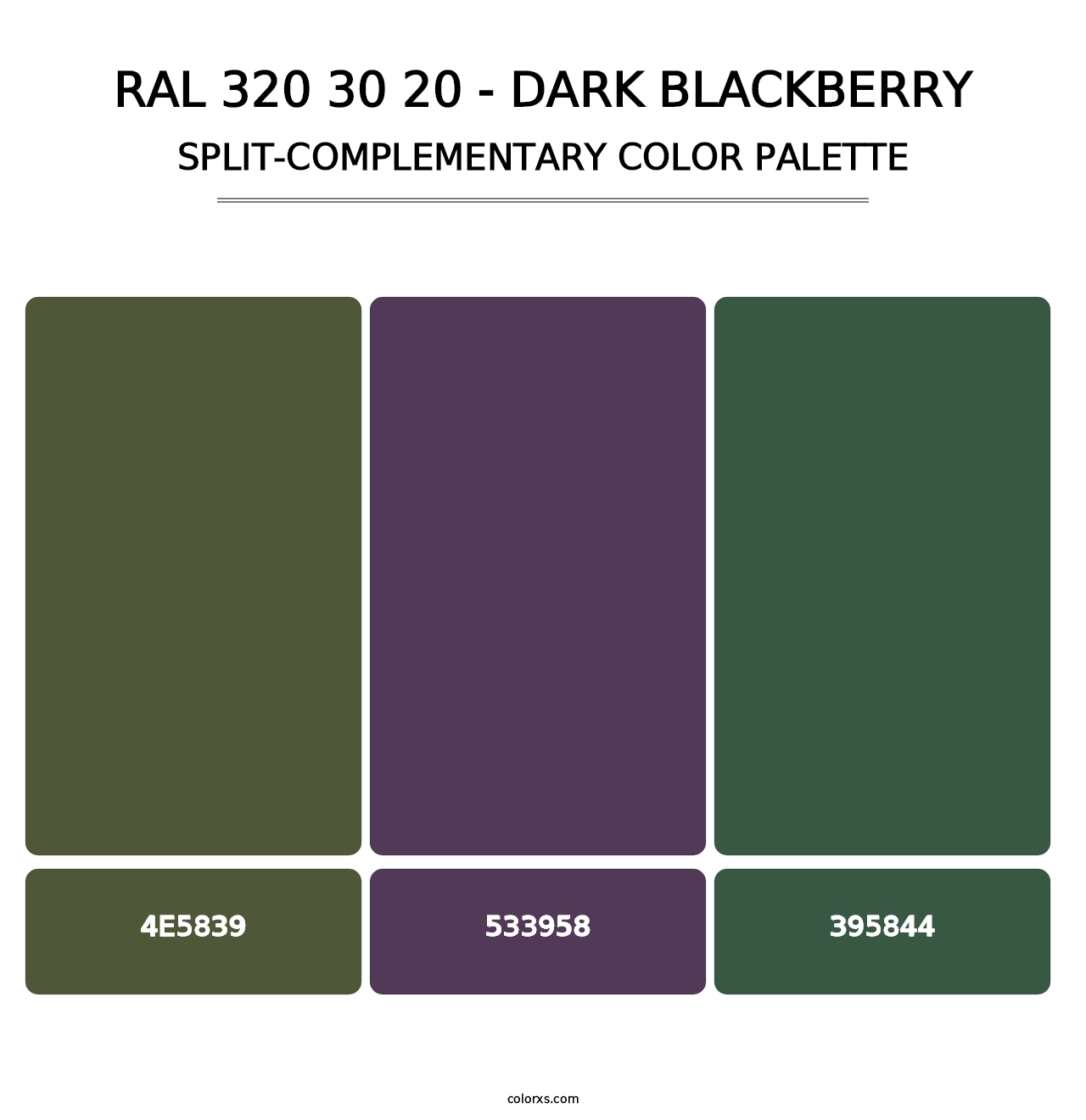 RAL 320 30 20 - Dark Blackberry - Split-Complementary Color Palette