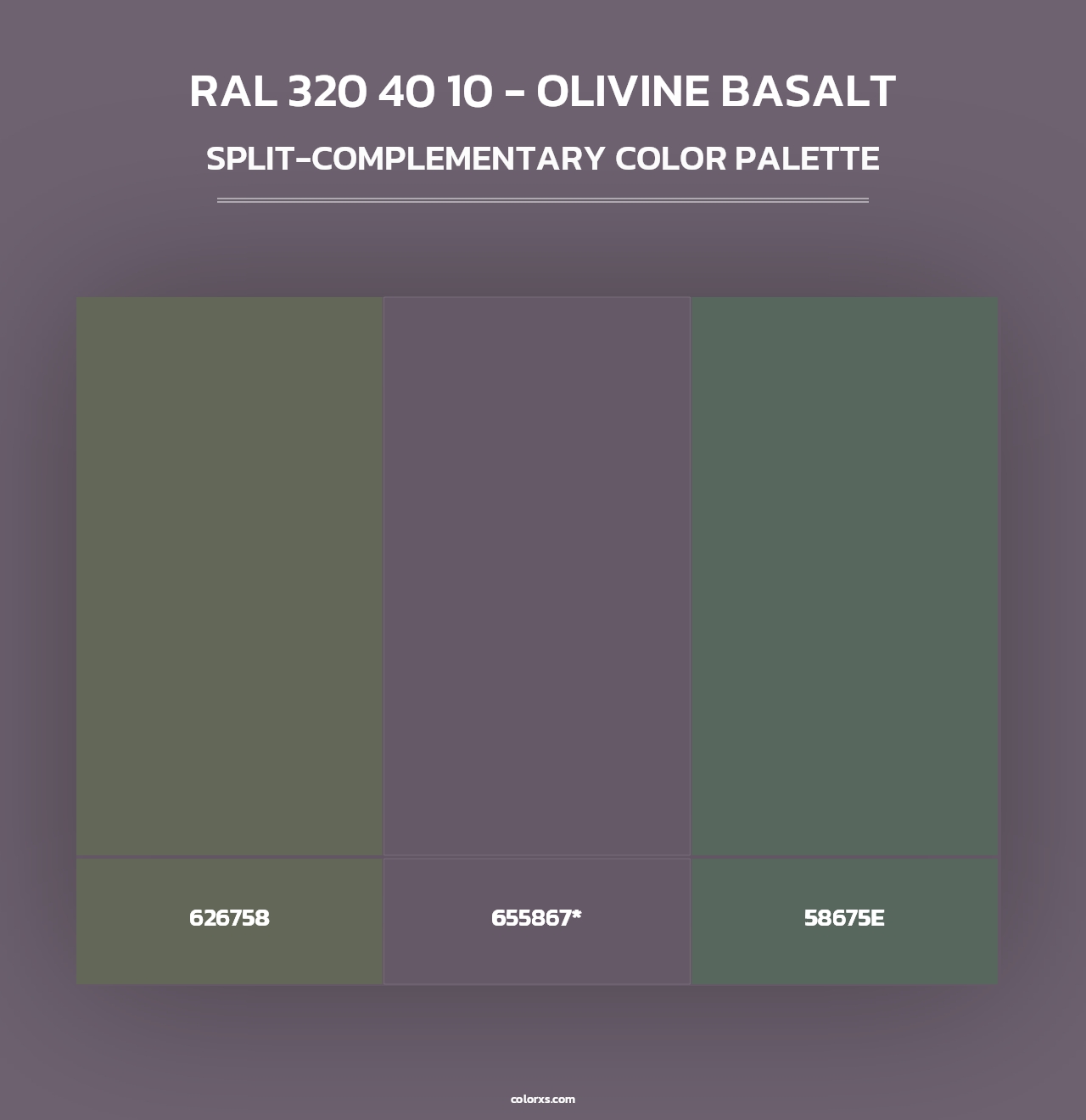 RAL 320 40 10 - Olivine Basalt - Split-Complementary Color Palette