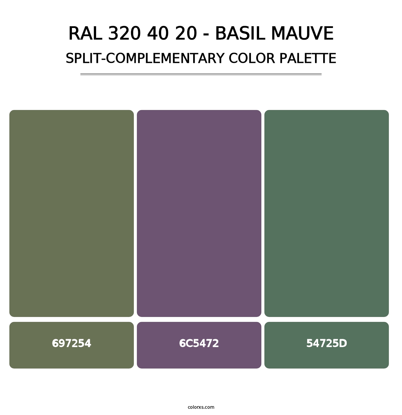 RAL 320 40 20 - Basil Mauve - Split-Complementary Color Palette