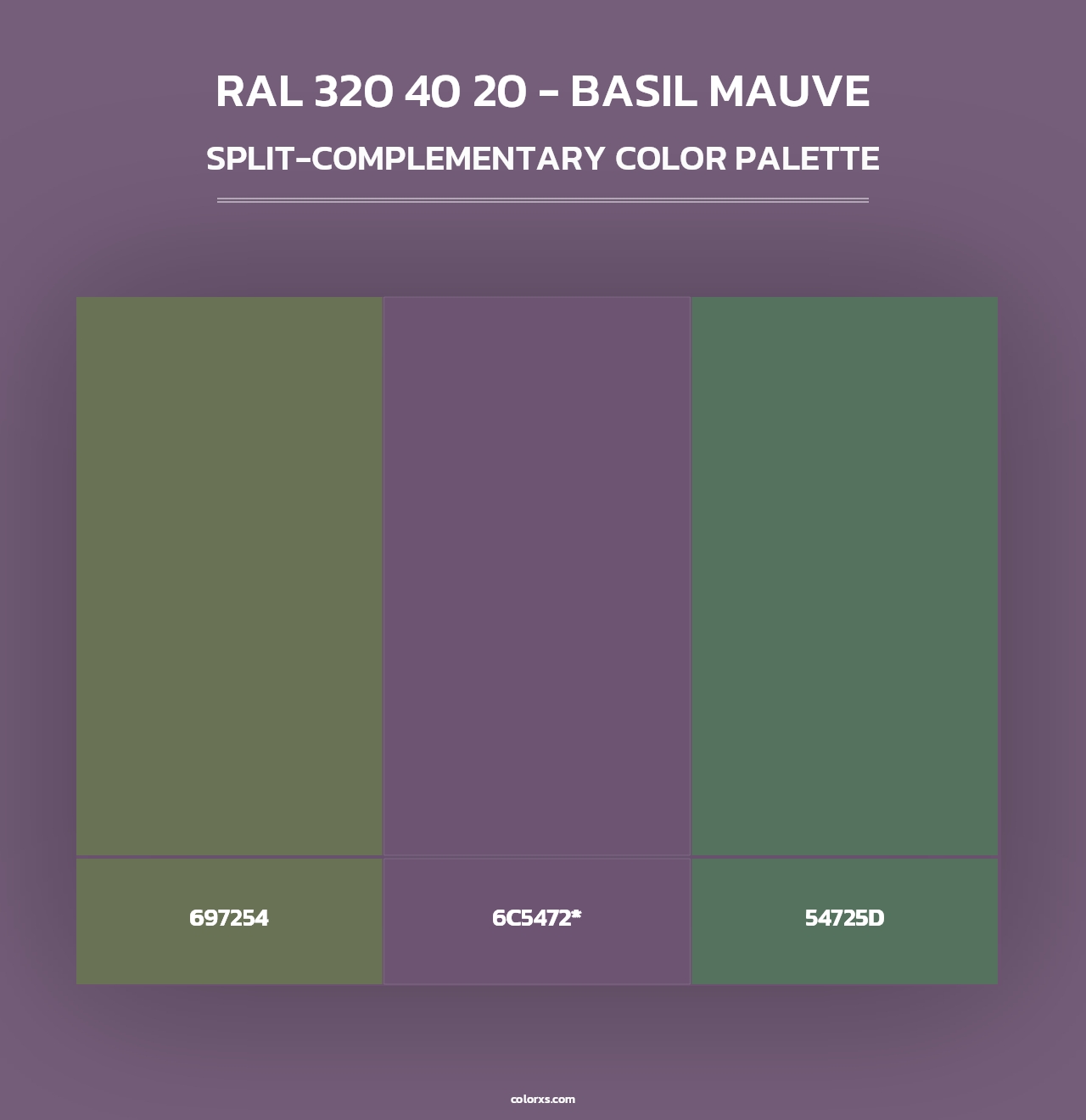 RAL 320 40 20 - Basil Mauve - Split-Complementary Color Palette