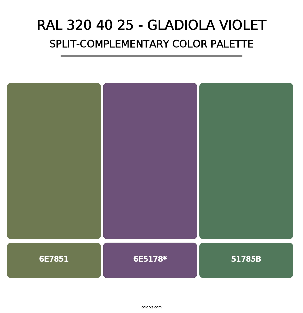 RAL 320 40 25 - Gladiola Violet - Split-Complementary Color Palette