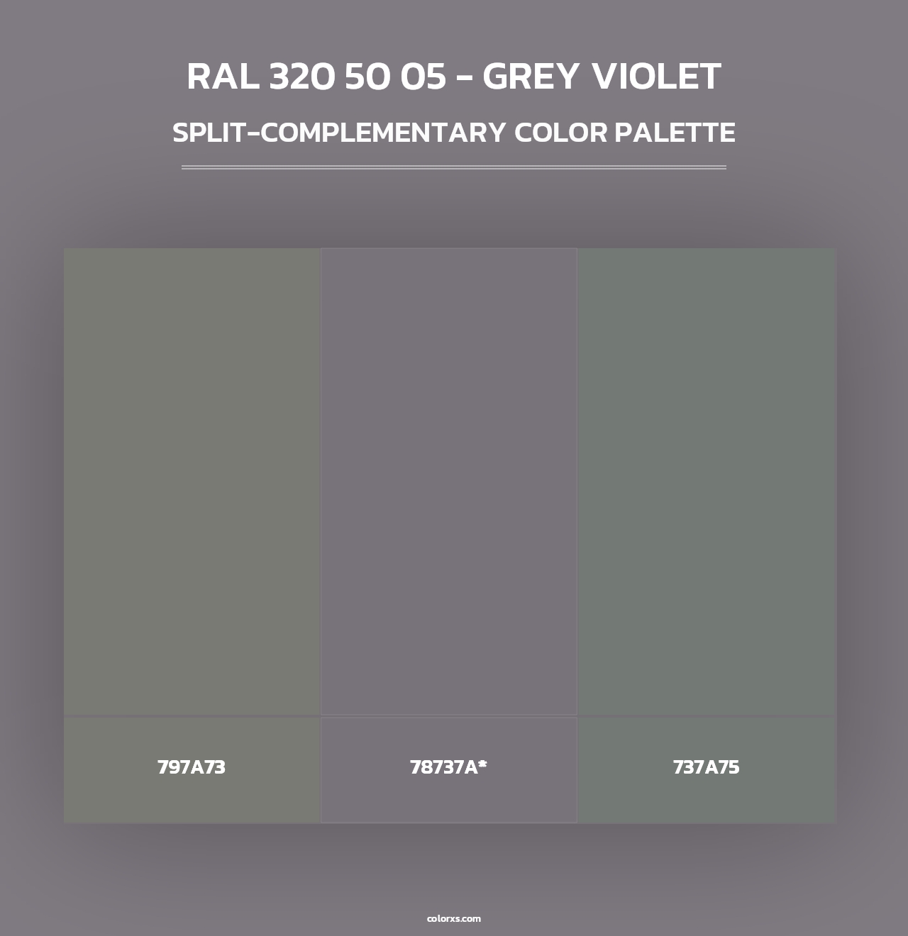 RAL 320 50 05 - Grey Violet - Split-Complementary Color Palette