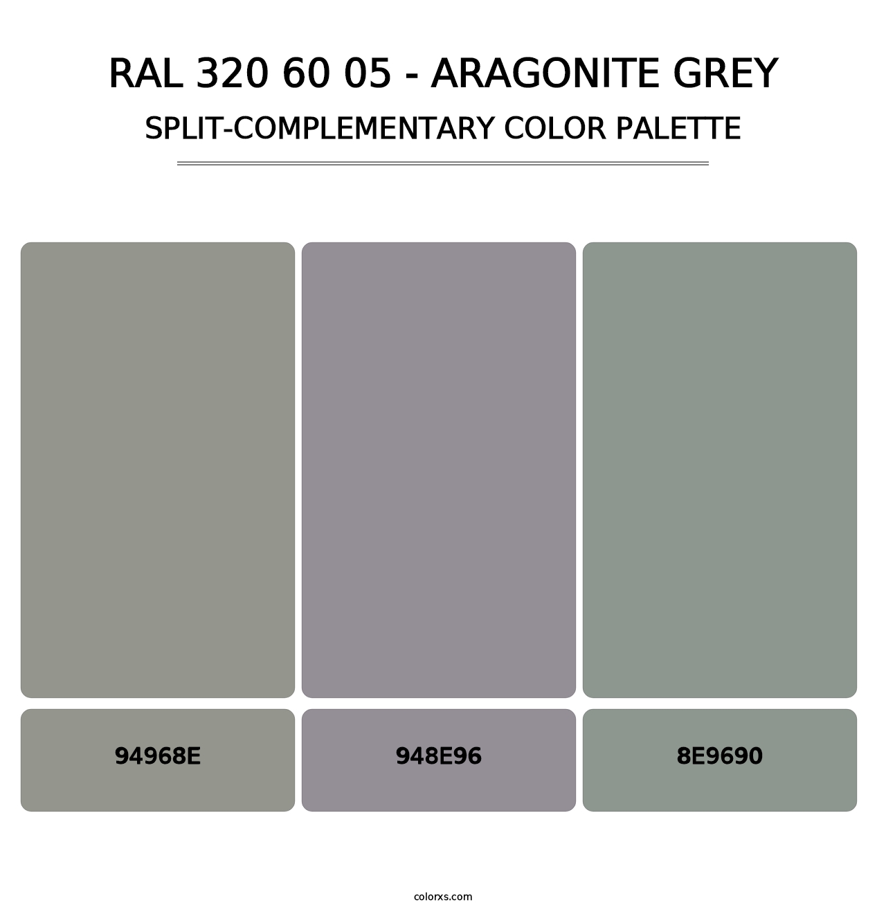 RAL 320 60 05 - Aragonite Grey - Split-Complementary Color Palette