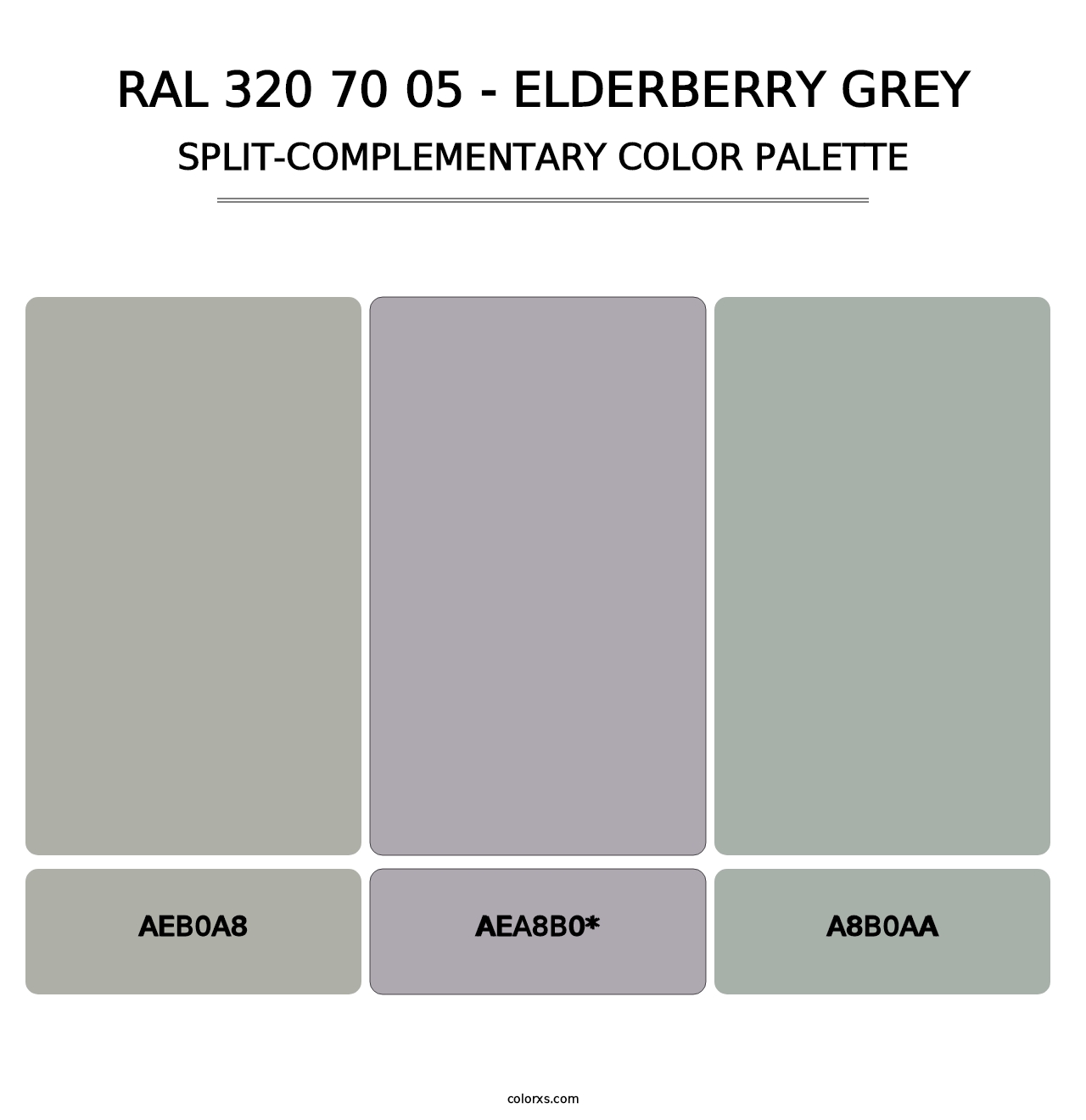 RAL 320 70 05 - Elderberry Grey - Split-Complementary Color Palette