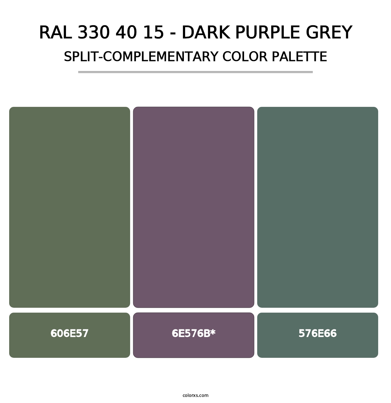 RAL 330 40 15 - Dark Purple Grey - Split-Complementary Color Palette