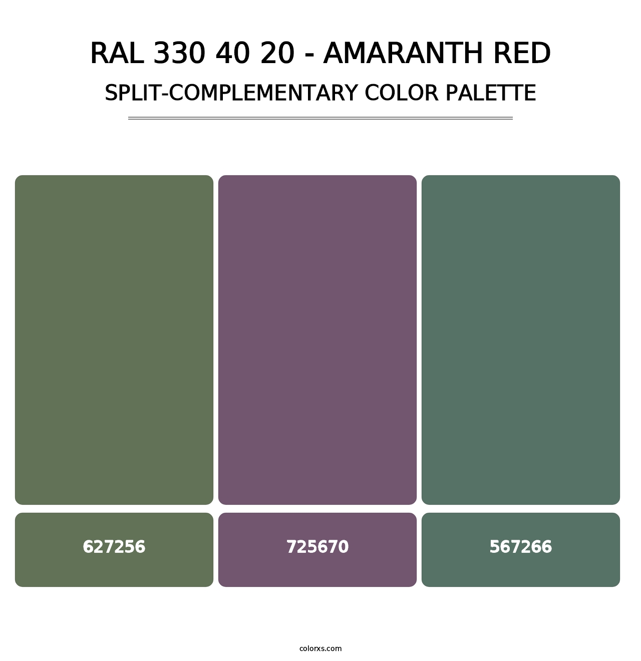 RAL 330 40 20 - Amaranth Red - Split-Complementary Color Palette