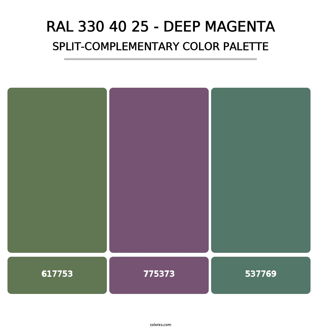 RAL 330 40 25 - Deep Magenta - Split-Complementary Color Palette