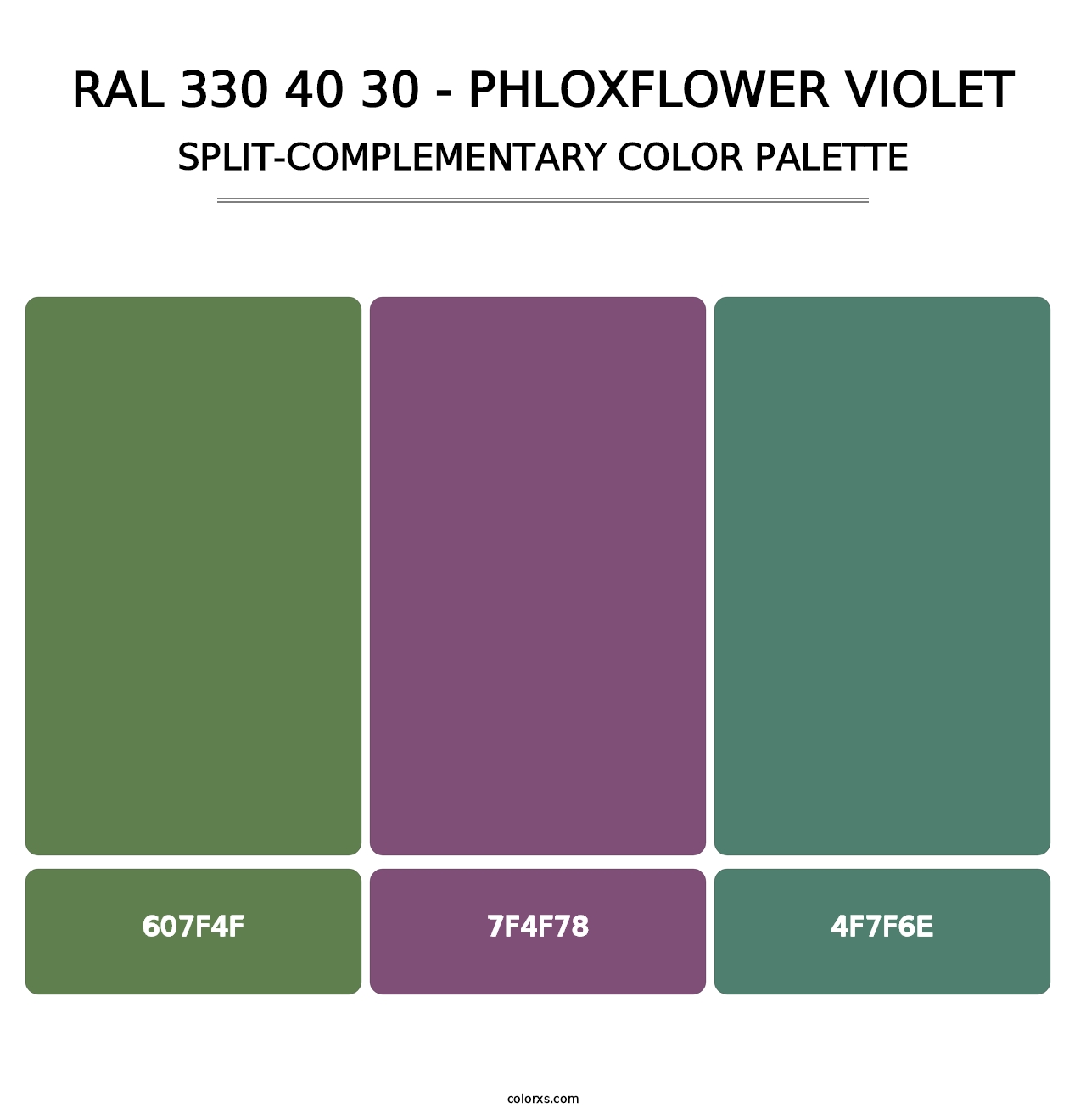 RAL 330 40 30 - Phloxflower Violet - Split-Complementary Color Palette