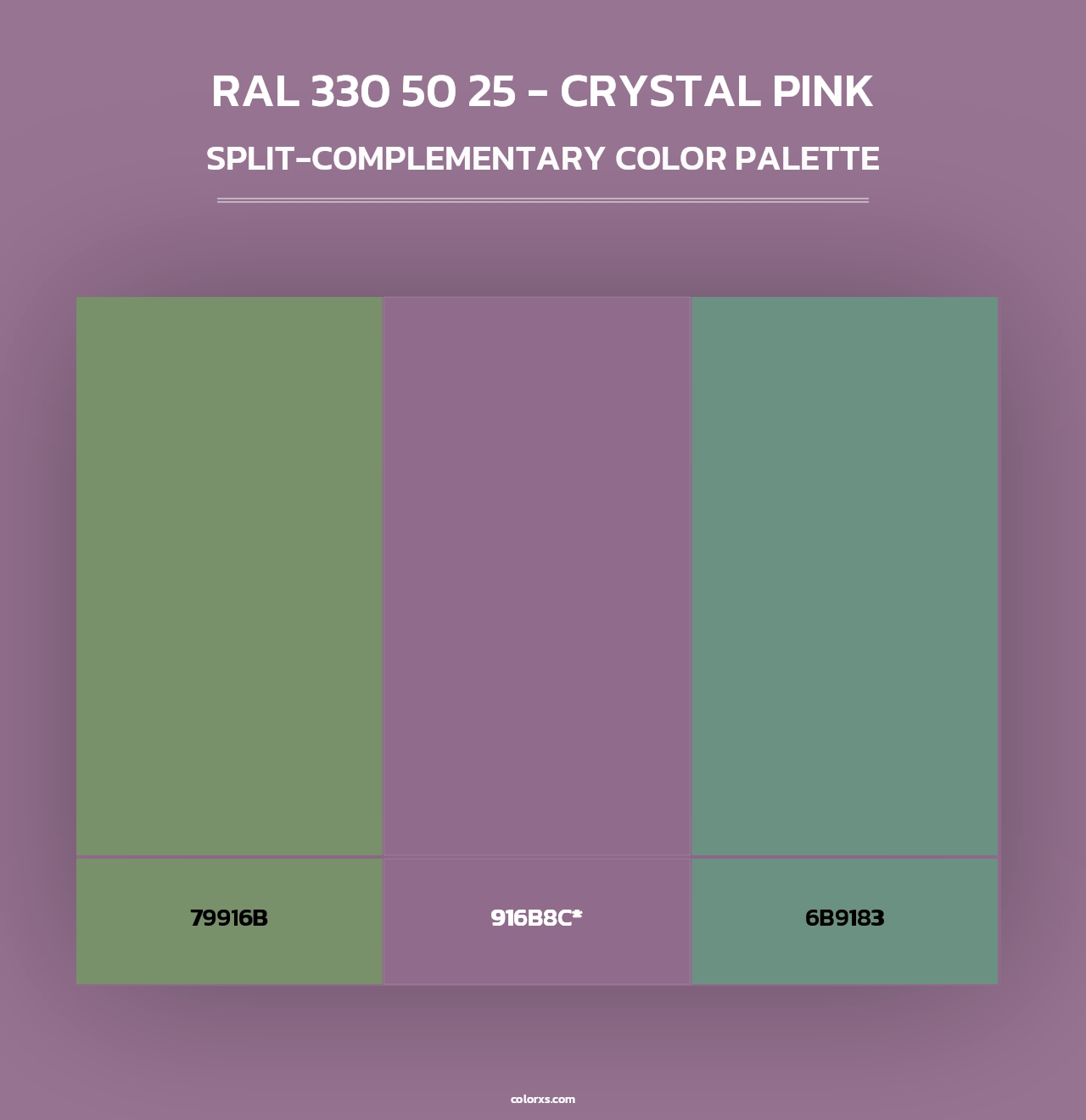 RAL 330 50 25 - Crystal Pink - Split-Complementary Color Palette