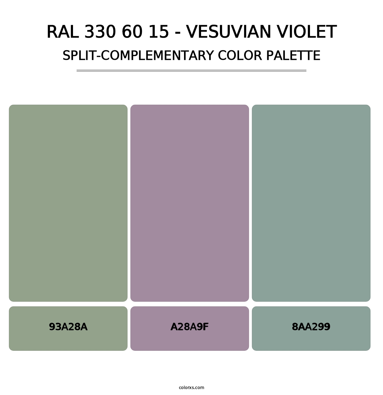 RAL 330 60 15 - Vesuvian Violet - Split-Complementary Color Palette