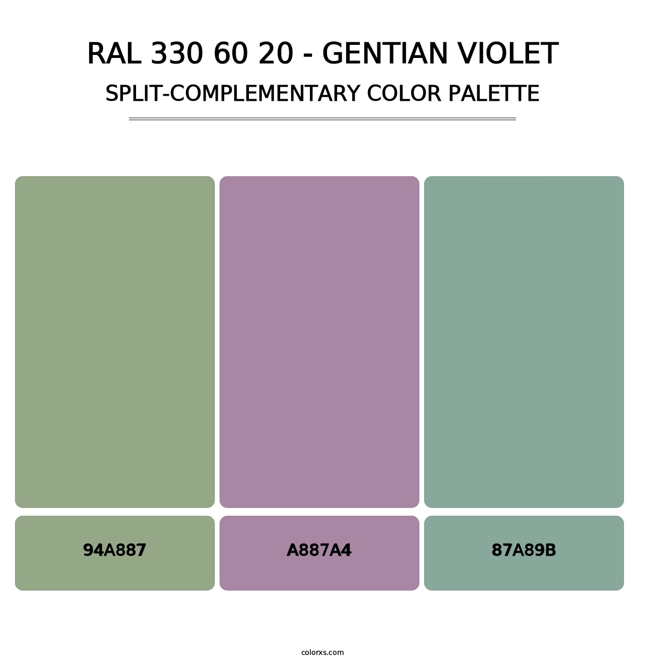 RAL 330 60 20 - Gentian Violet - Split-Complementary Color Palette