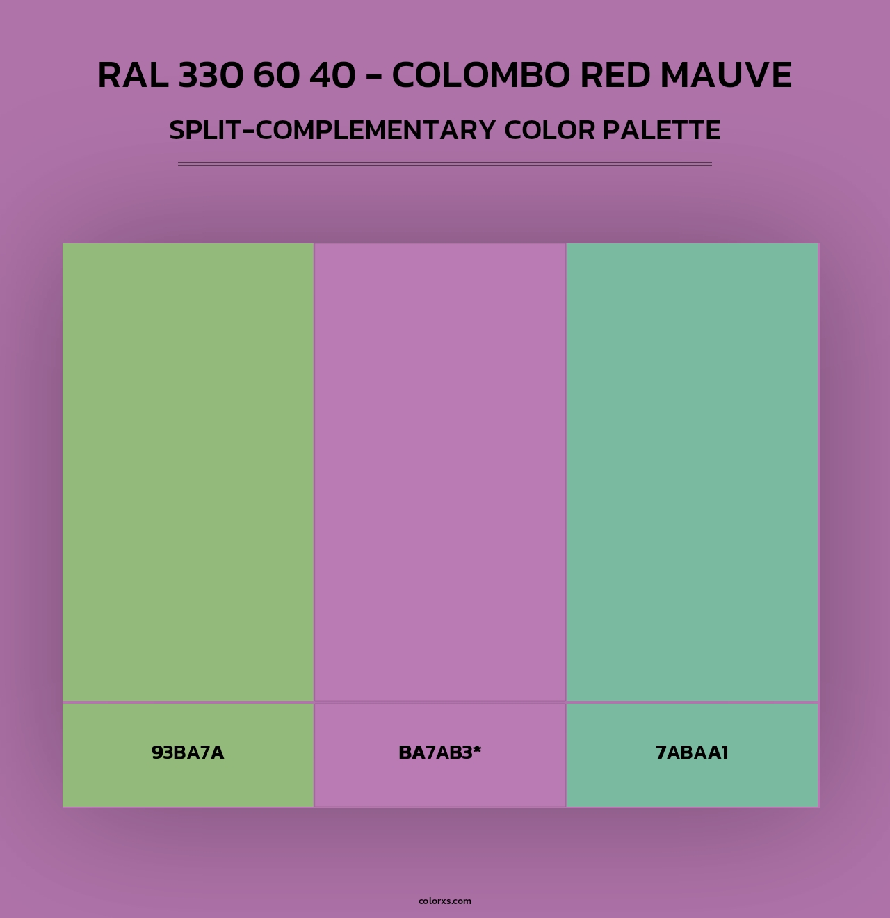 RAL 330 60 40 - Colombo Red Mauve - Split-Complementary Color Palette