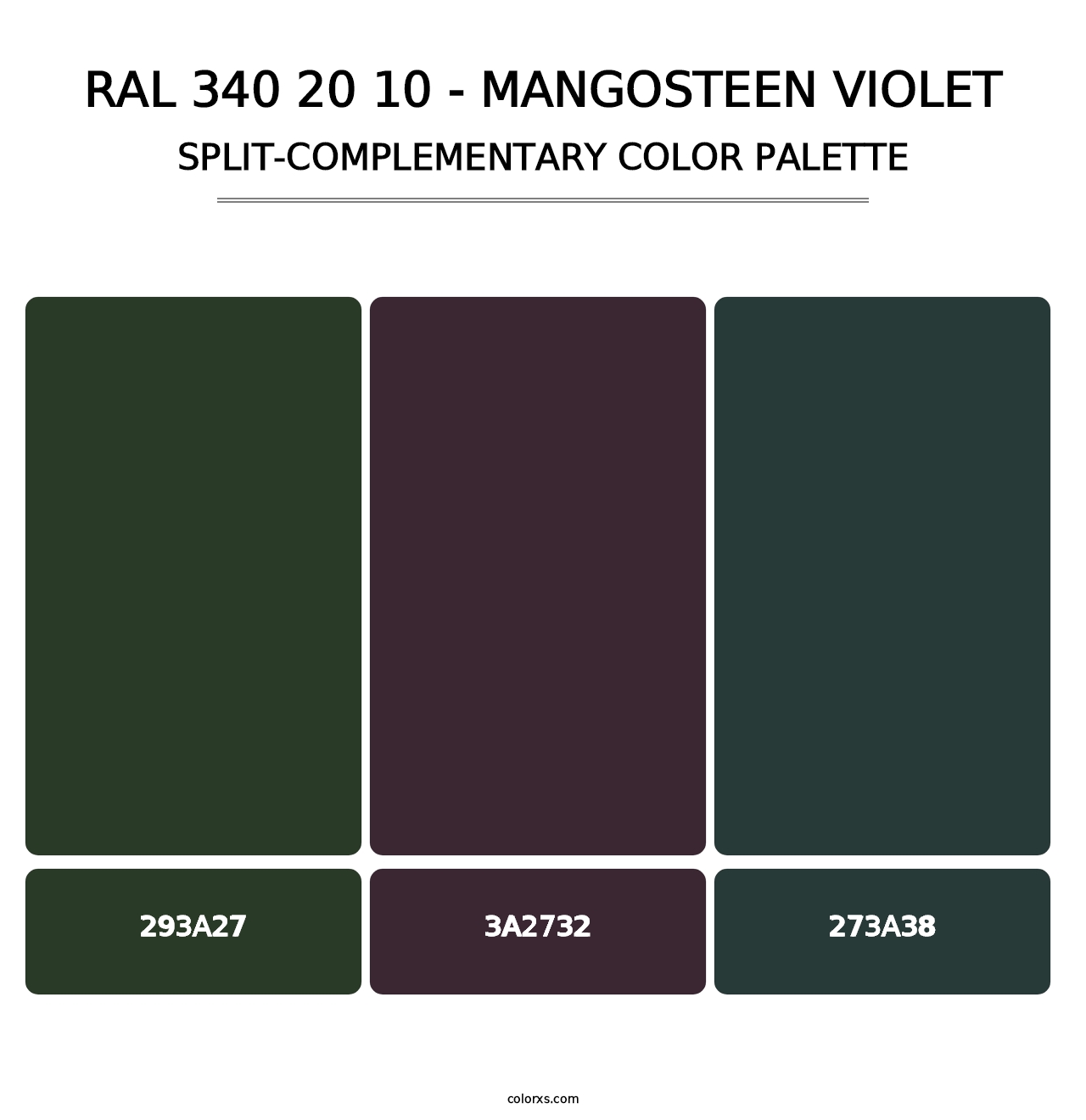 RAL 340 20 10 - Mangosteen Violet - Split-Complementary Color Palette