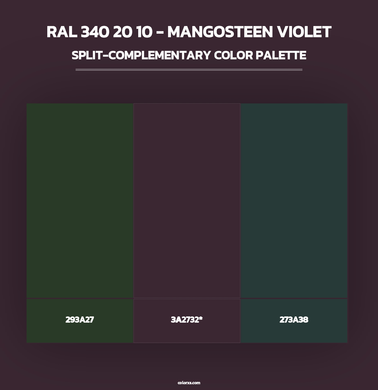 RAL 340 20 10 - Mangosteen Violet - Split-Complementary Color Palette