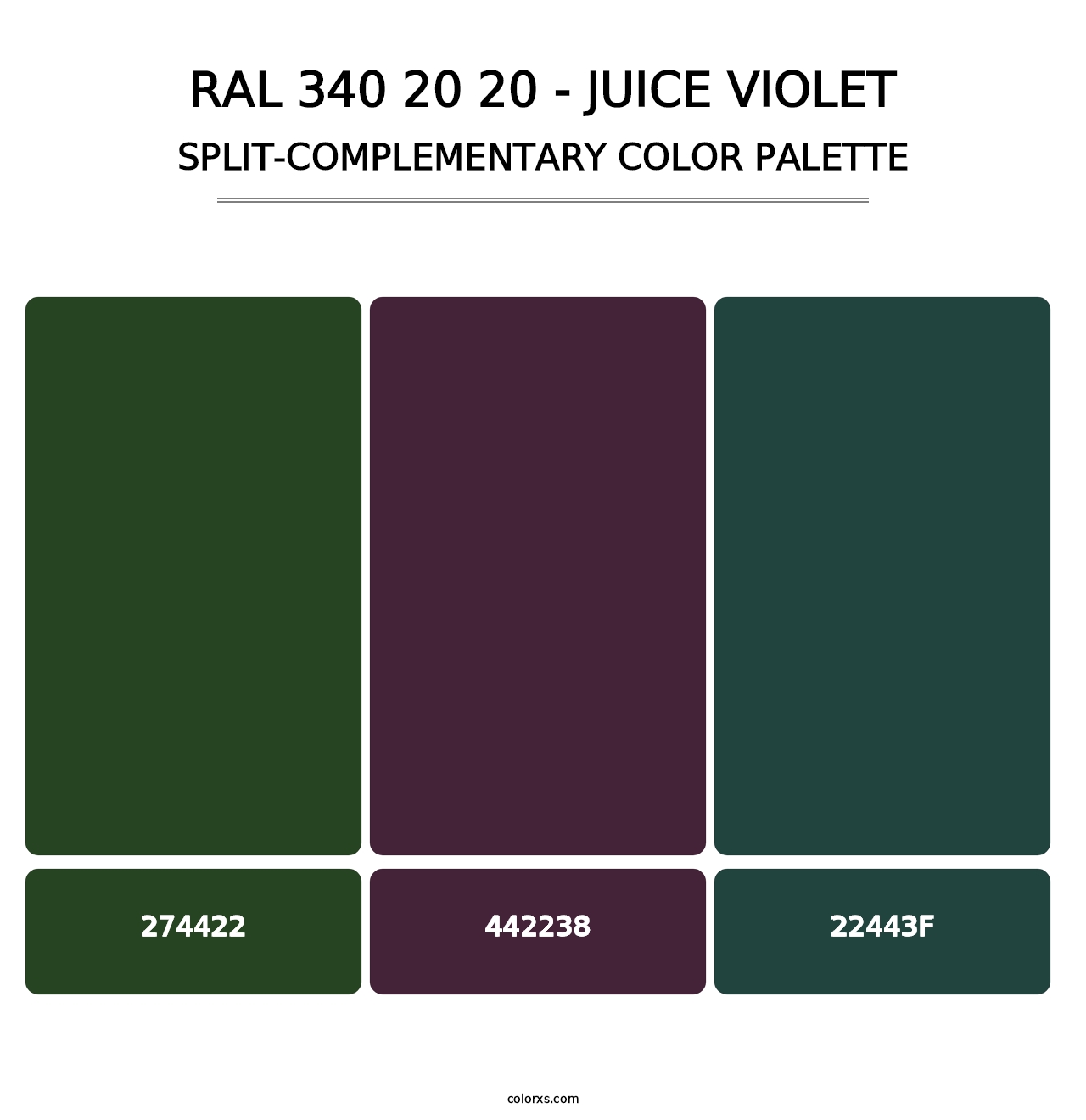 RAL 340 20 20 - Juice Violet - Split-Complementary Color Palette