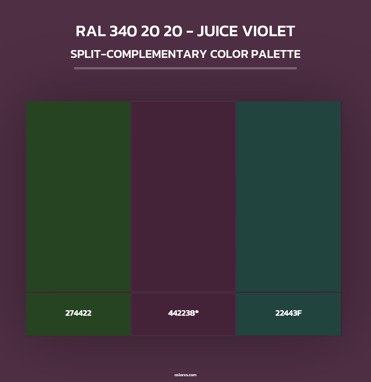 RAL 340 20 20 - Juice Violet - Split-Complementary Color Palette