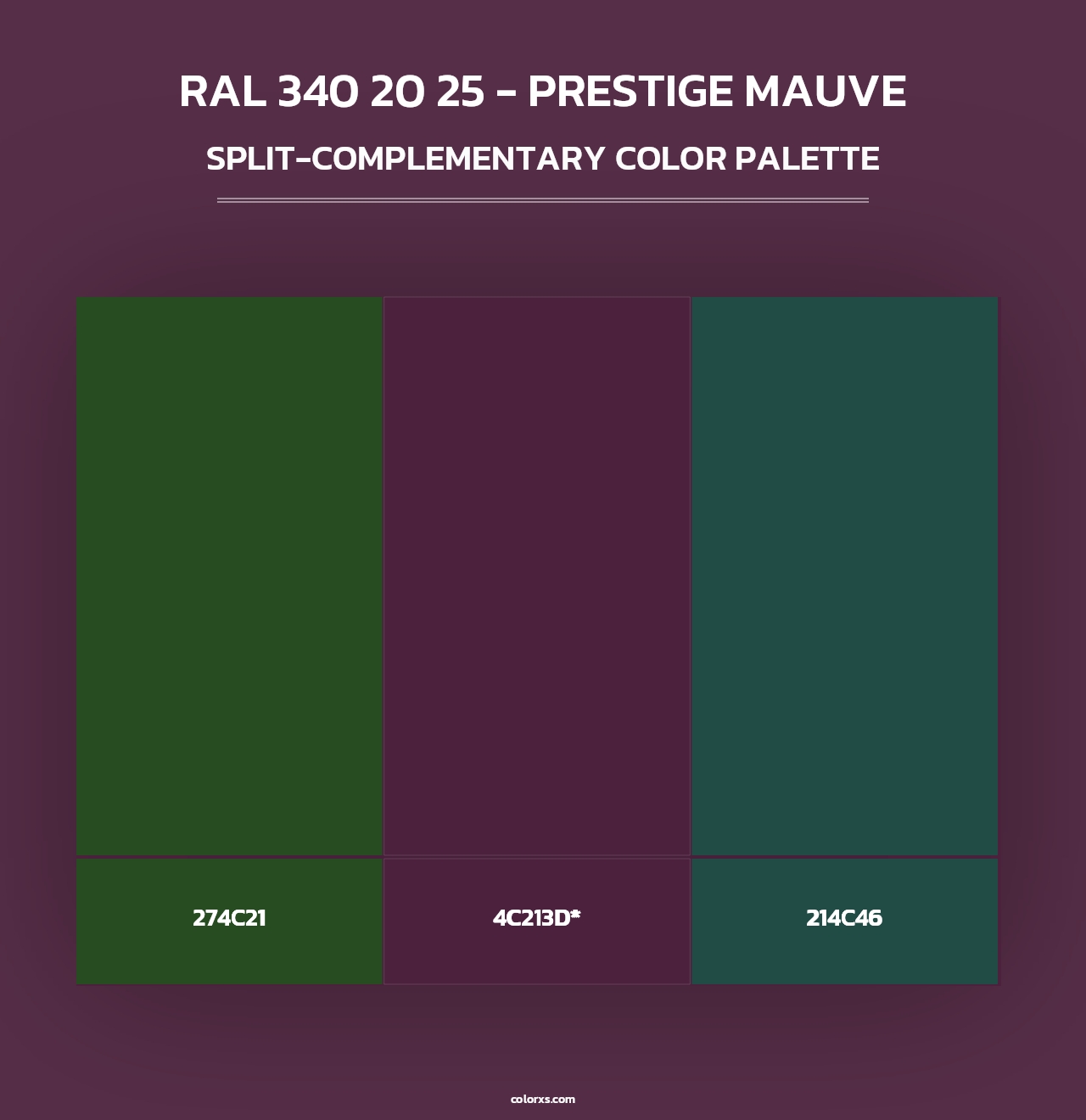 RAL 340 20 25 - Prestige Mauve - Split-Complementary Color Palette