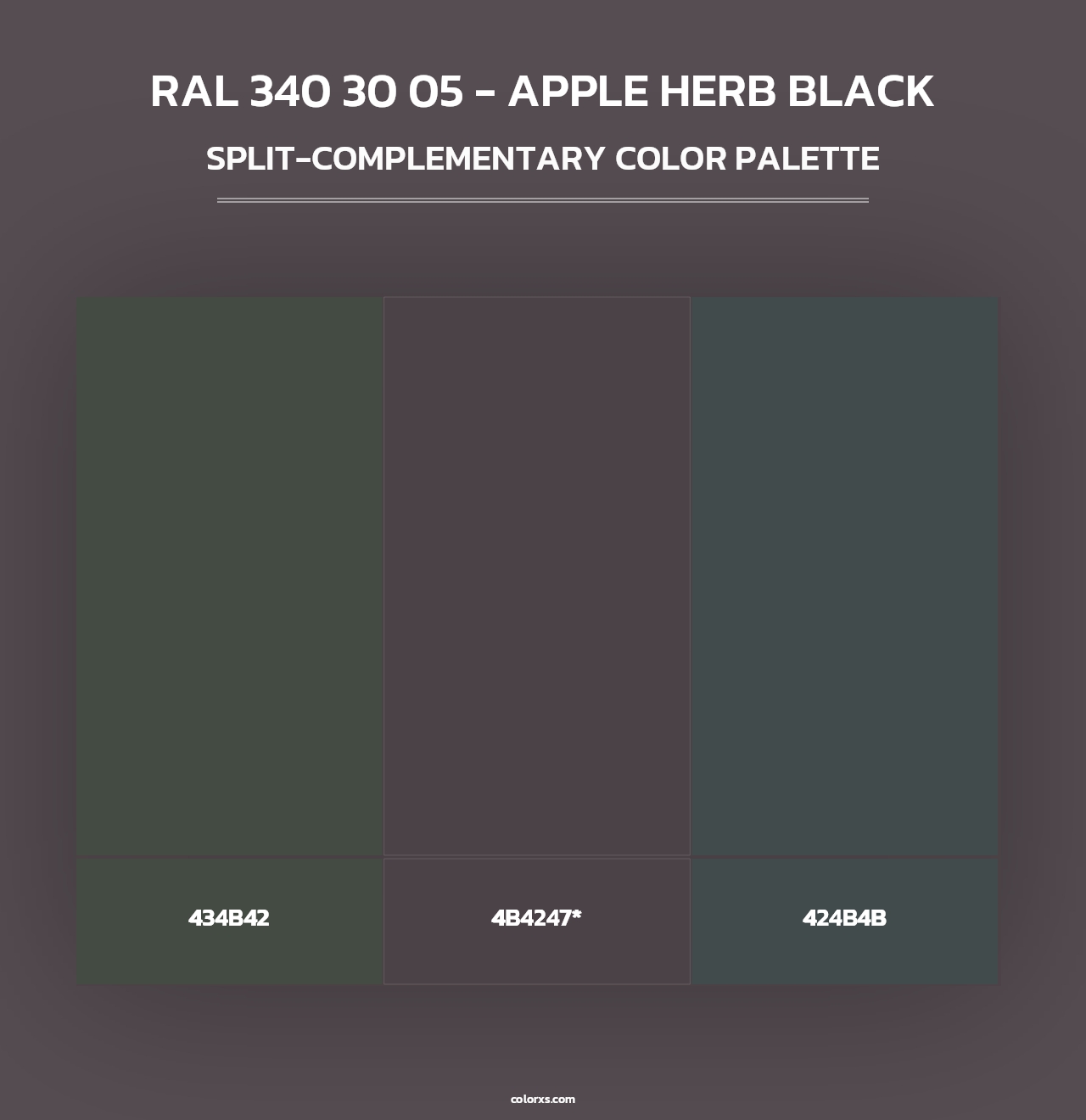 RAL 340 30 05 - Apple Herb Black - Split-Complementary Color Palette