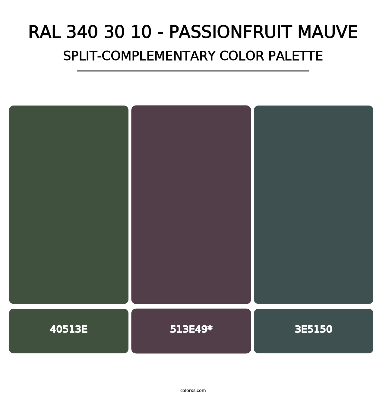 RAL 340 30 10 - Passionfruit Mauve - Split-Complementary Color Palette
