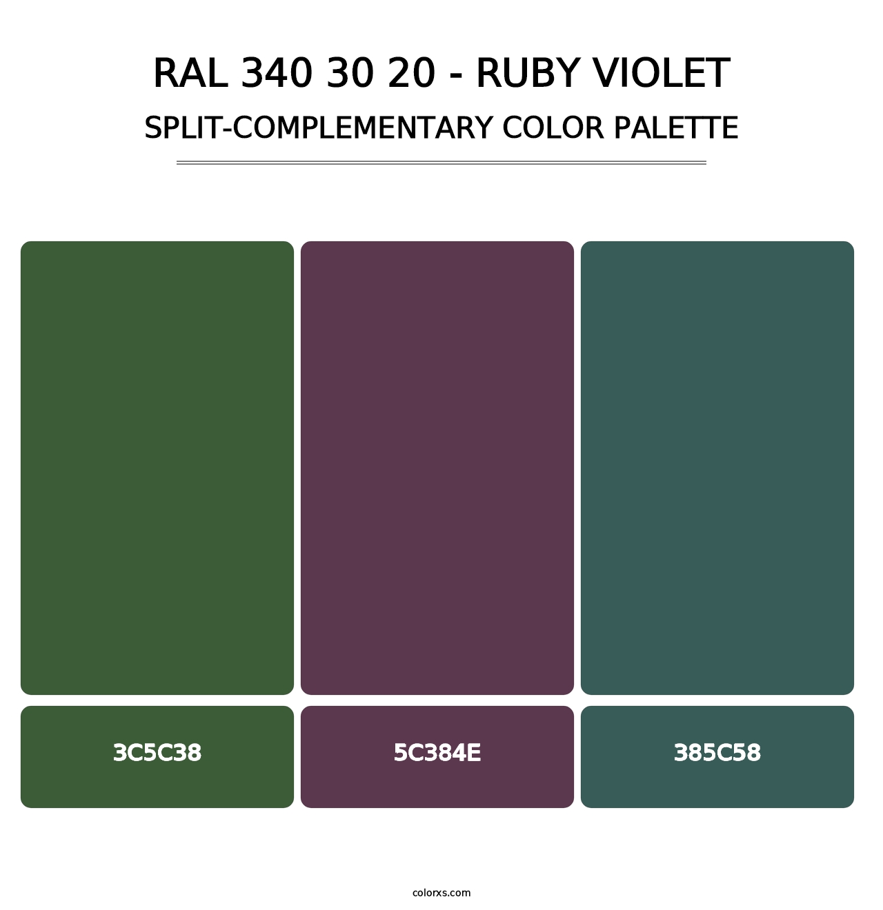 RAL 340 30 20 - Ruby Violet - Split-Complementary Color Palette