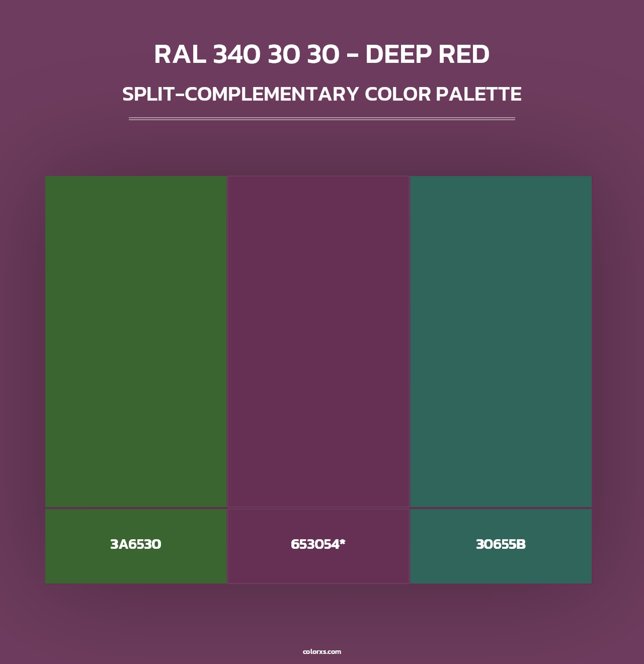 RAL 340 30 30 - Deep Red - Split-Complementary Color Palette