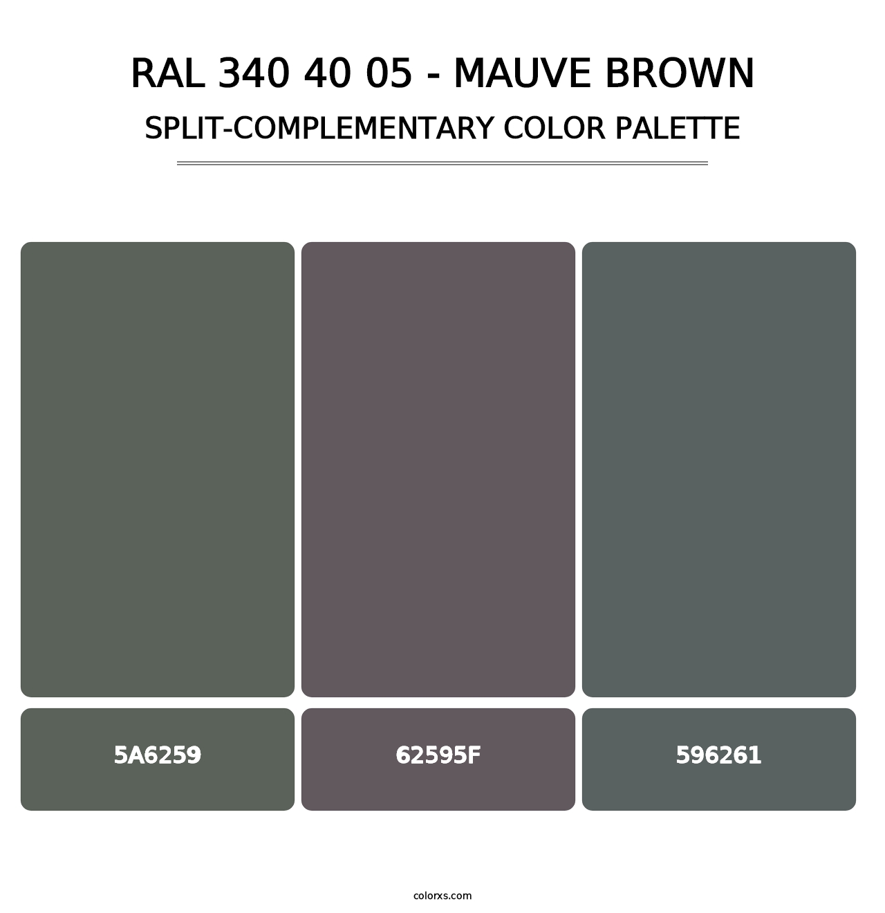 RAL 340 40 05 - Mauve Brown - Split-Complementary Color Palette