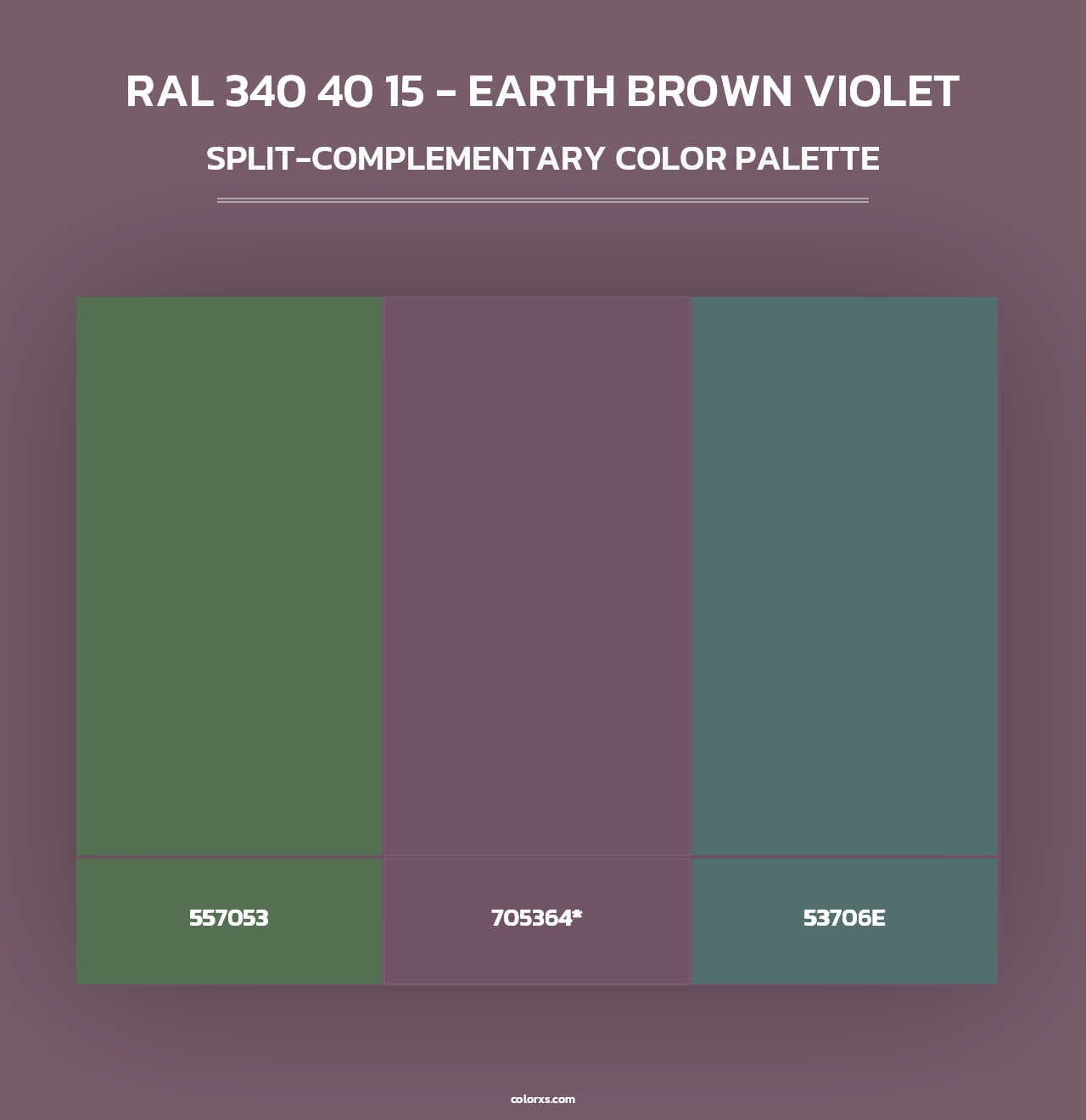 RAL 340 40 15 - Earth Brown Violet - Split-Complementary Color Palette