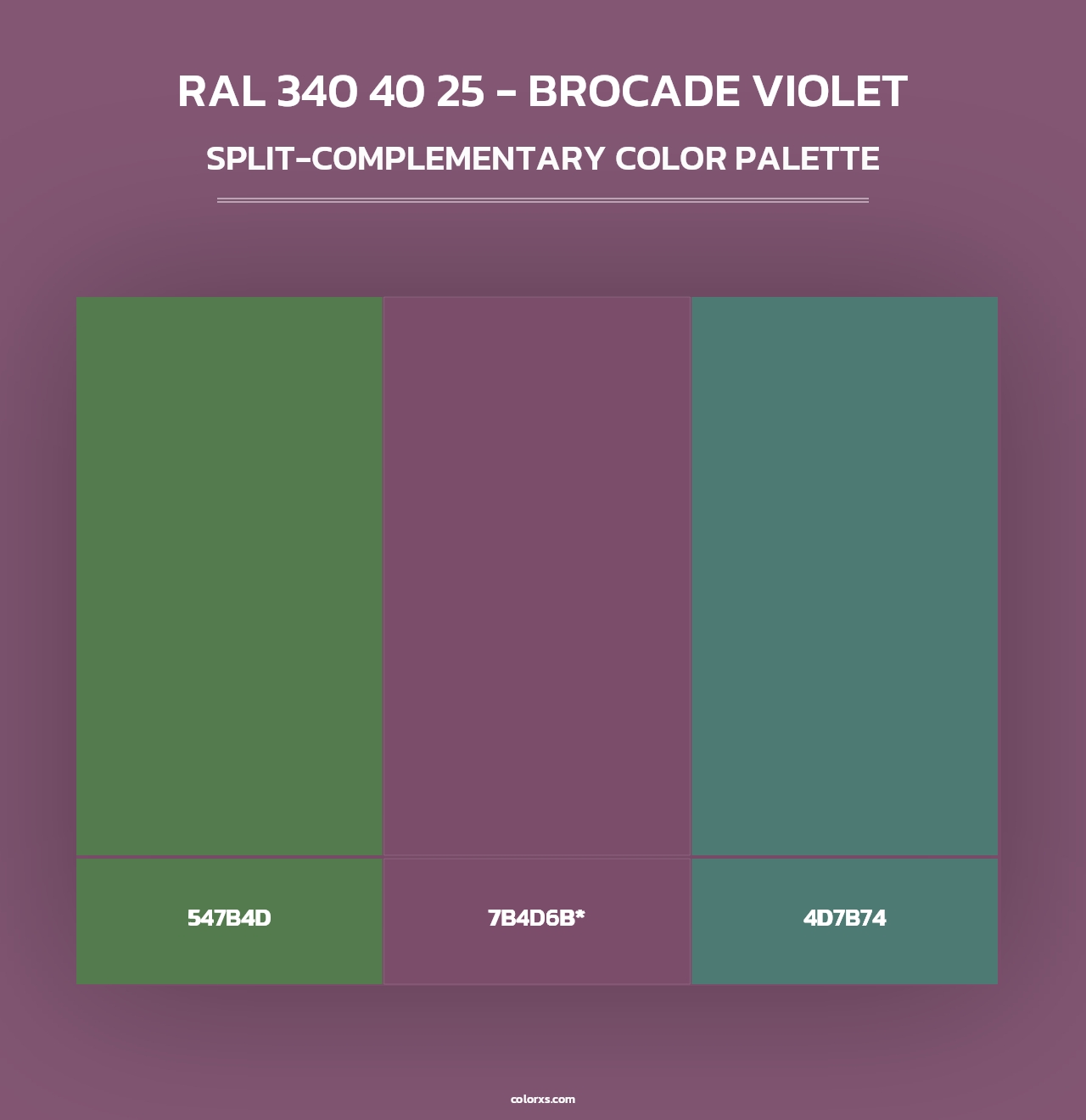 RAL 340 40 25 - Brocade Violet - Split-Complementary Color Palette