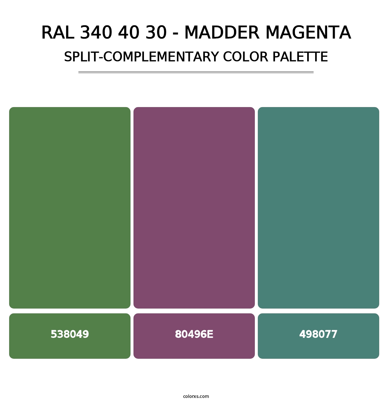 RAL 340 40 30 - Madder Magenta - Split-Complementary Color Palette