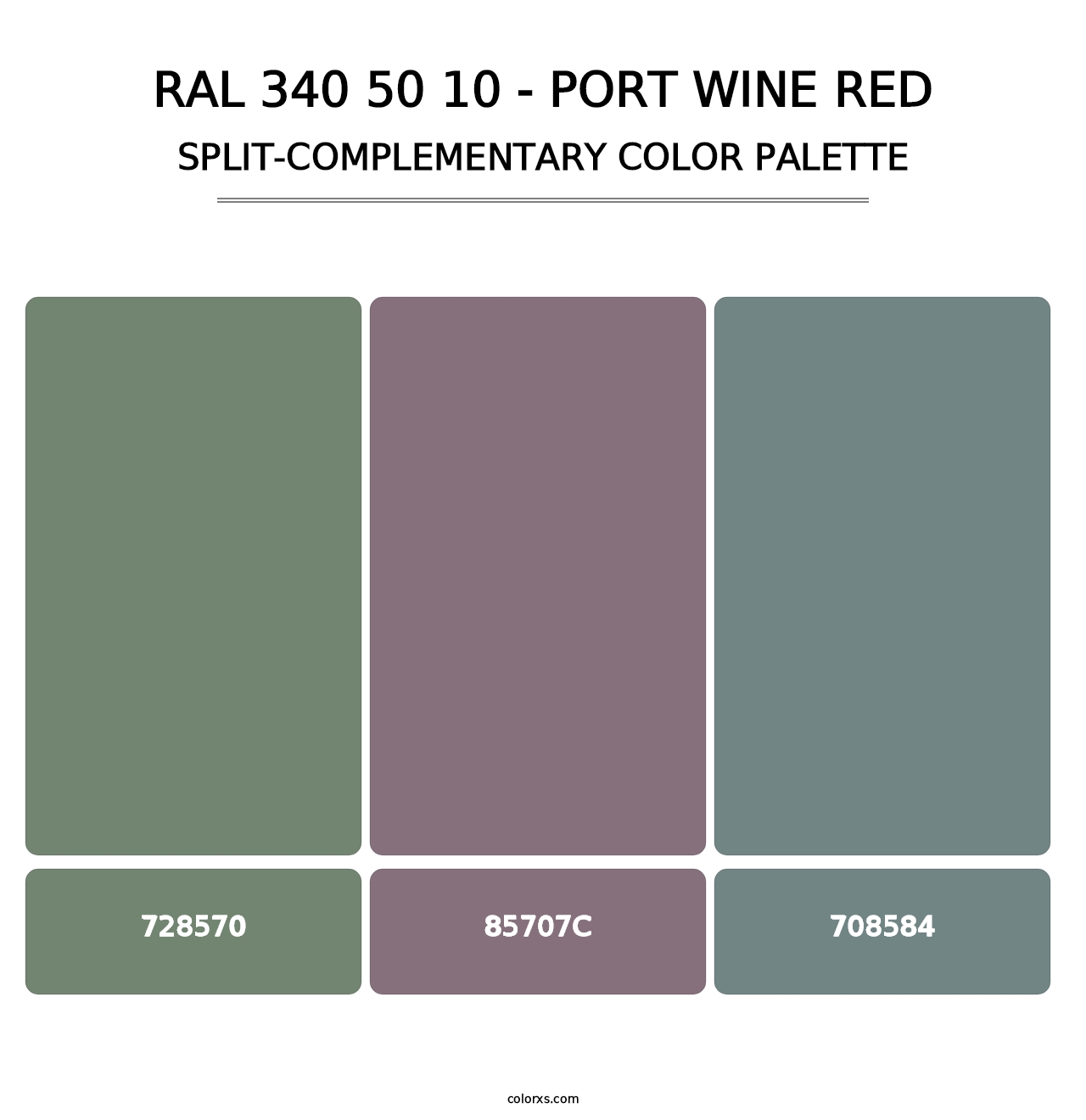 RAL 340 50 10 - Port Wine Red - Split-Complementary Color Palette