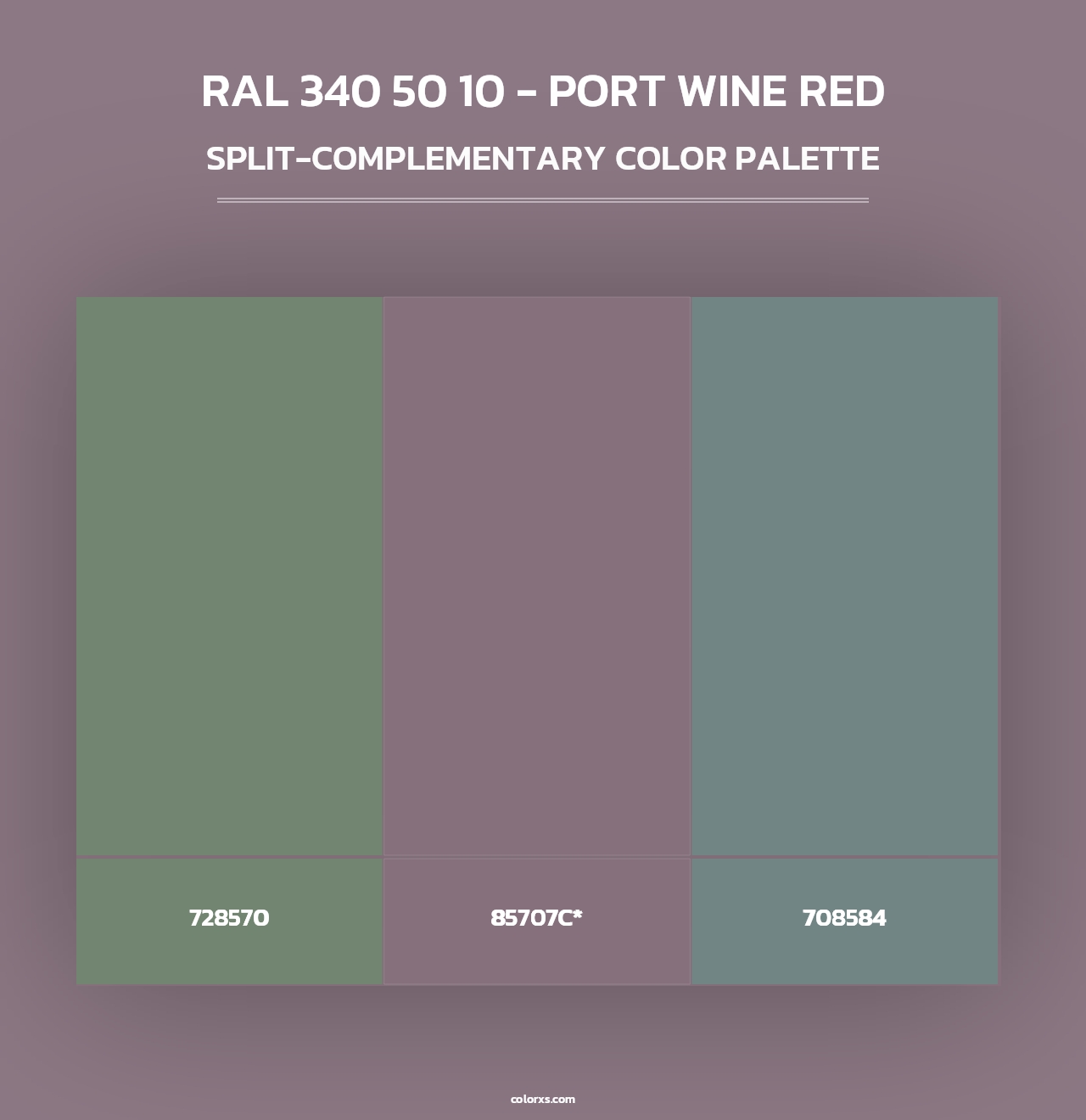 RAL 340 50 10 - Port Wine Red - Split-Complementary Color Palette