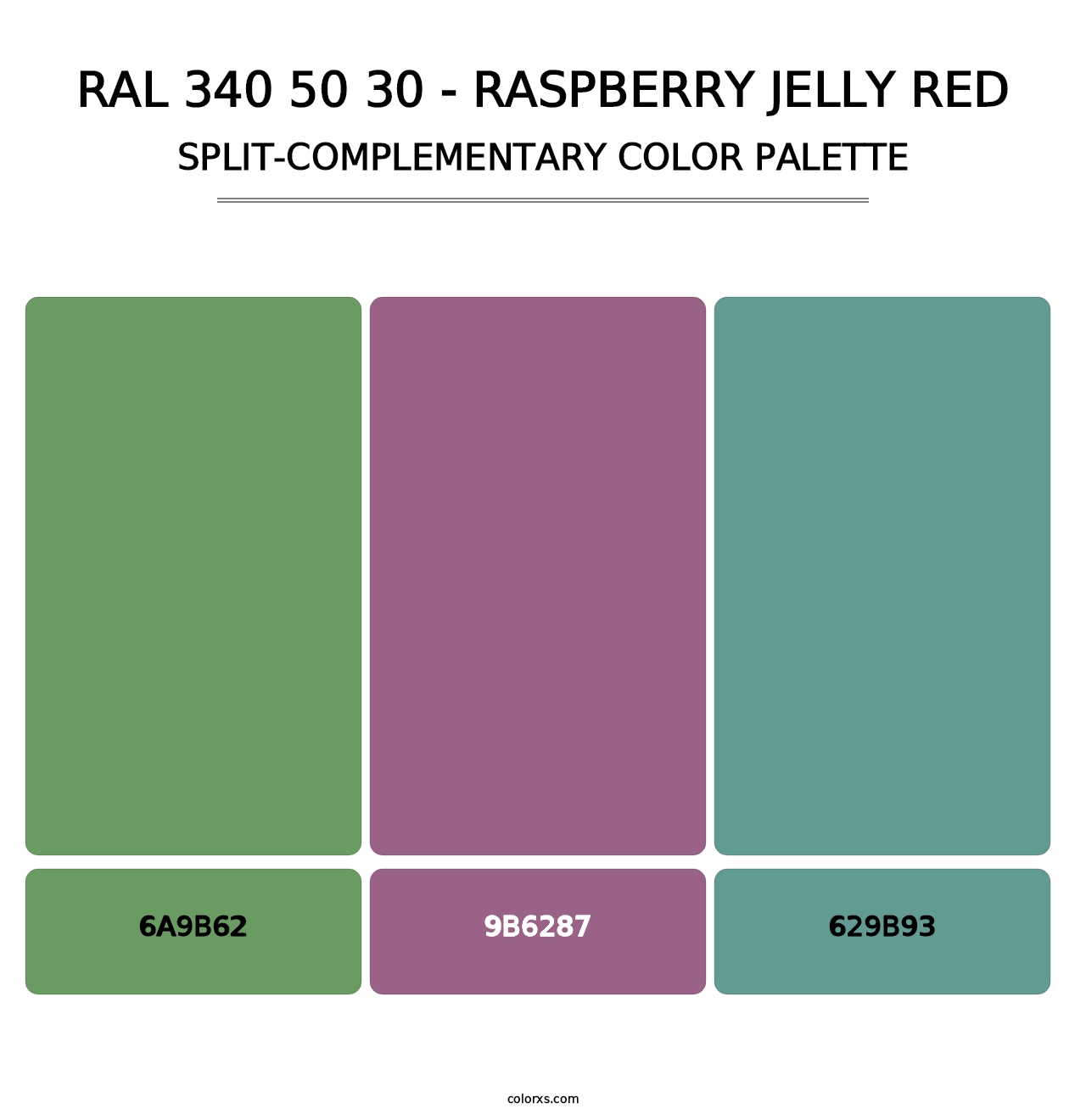 RAL 340 50 30 - Raspberry Jelly Red - Split-Complementary Color Palette