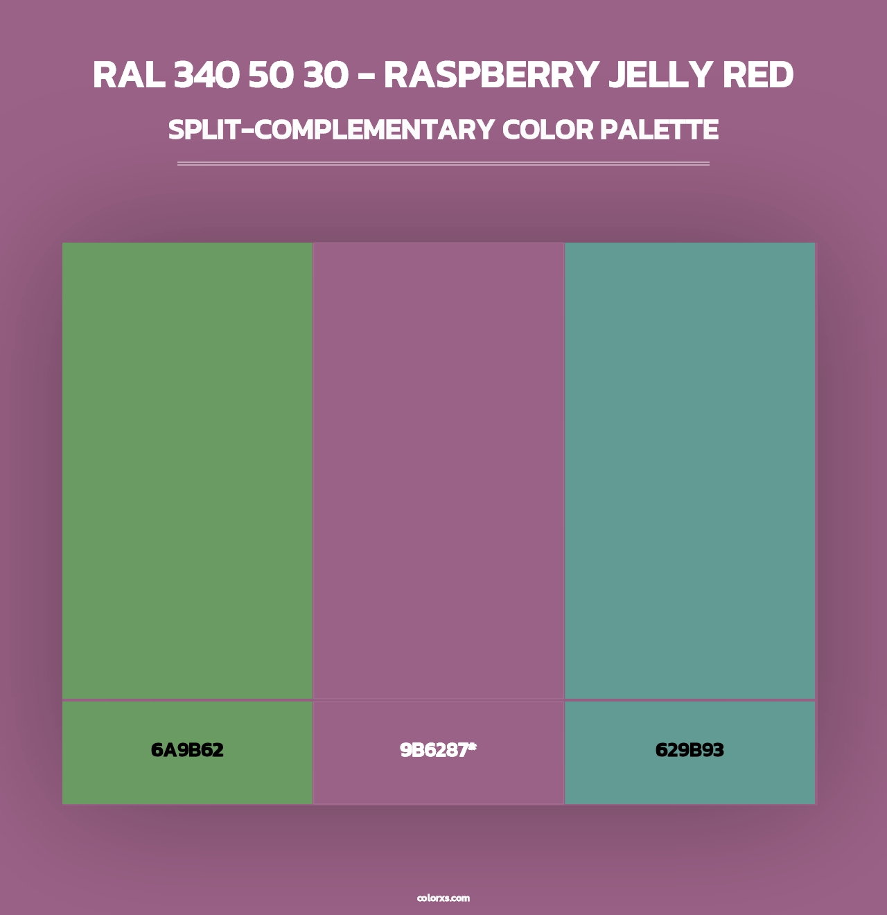 RAL 340 50 30 - Raspberry Jelly Red - Split-Complementary Color Palette