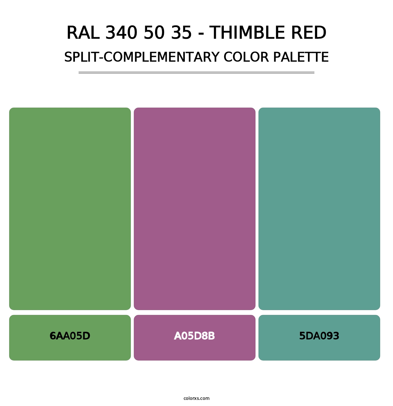 RAL 340 50 35 - Thimble Red - Split-Complementary Color Palette