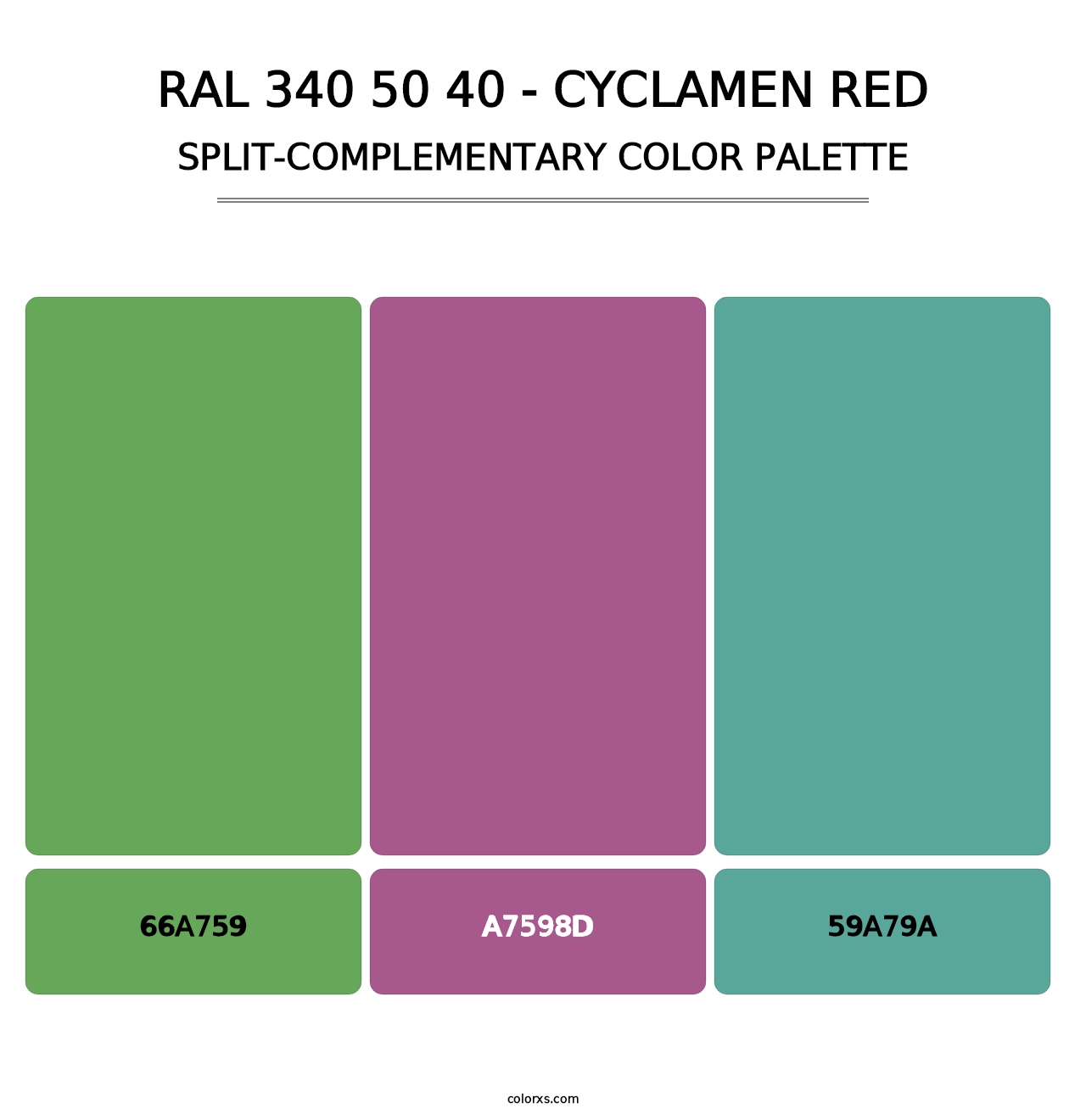 RAL 340 50 40 - Cyclamen Red - Split-Complementary Color Palette