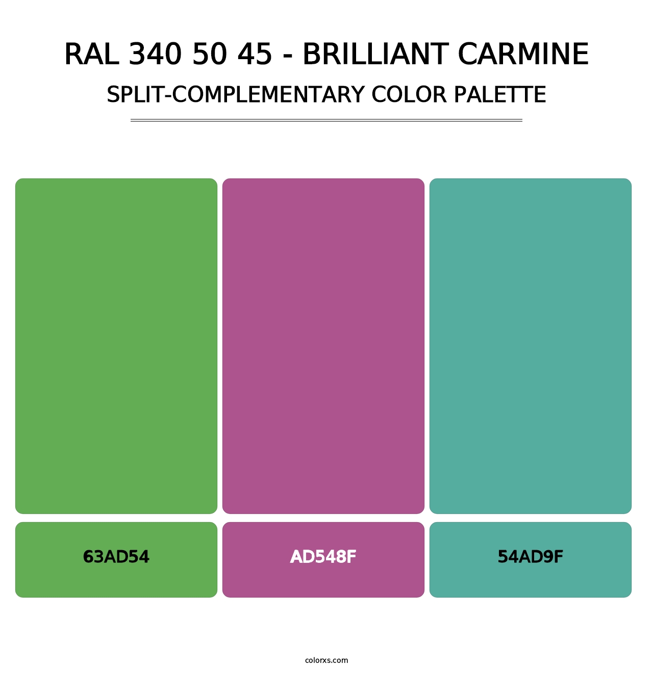 RAL 340 50 45 - Brilliant Carmine - Split-Complementary Color Palette