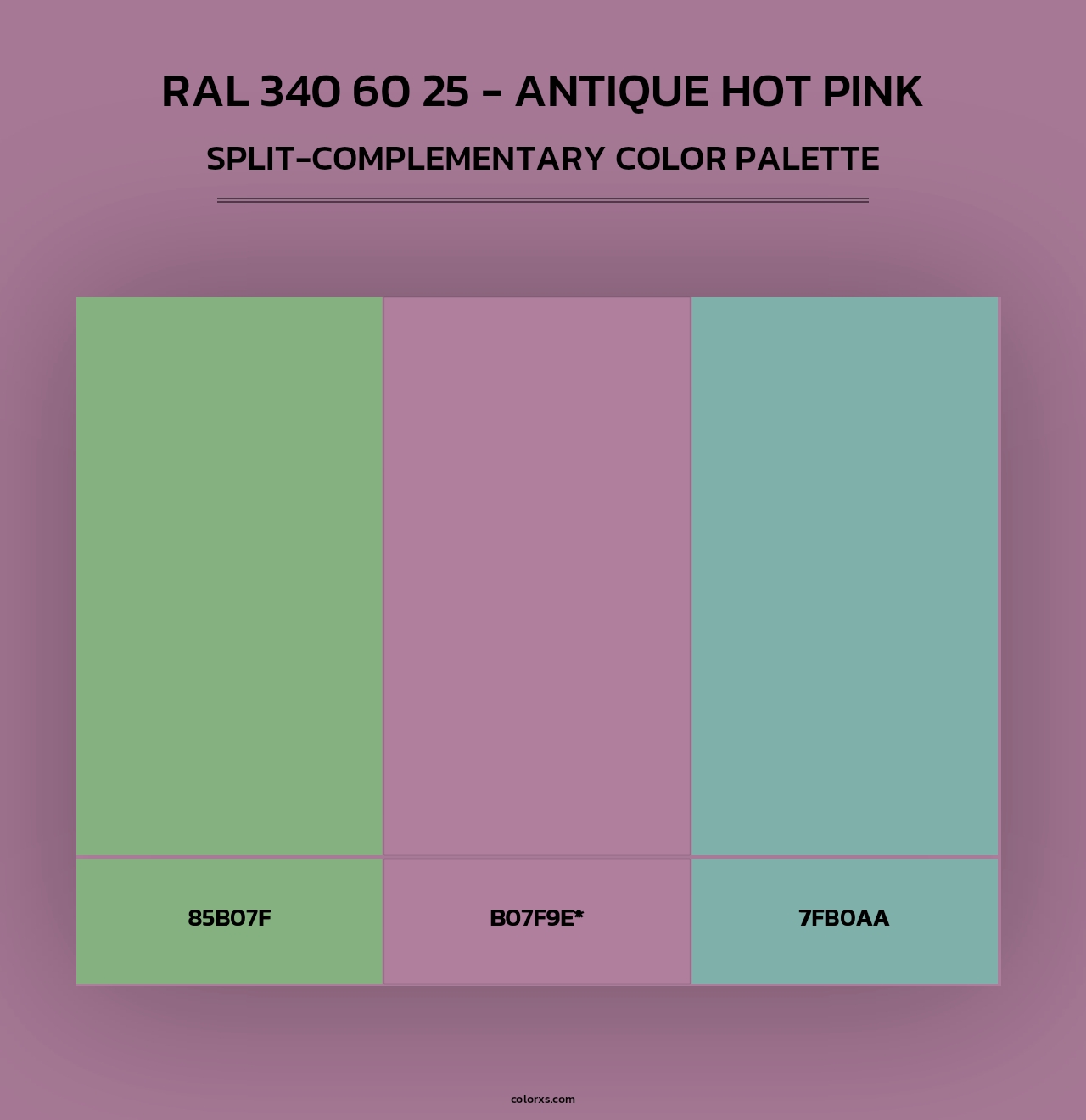 RAL 340 60 25 - Antique Hot Pink - Split-Complementary Color Palette
