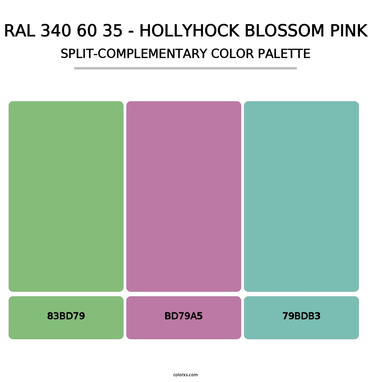 RAL 340 60 35 - Hollyhock Blossom Pink - Split-Complementary Color Palette