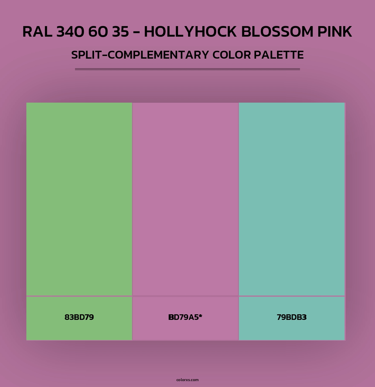 RAL 340 60 35 - Hollyhock Blossom Pink - Split-Complementary Color Palette