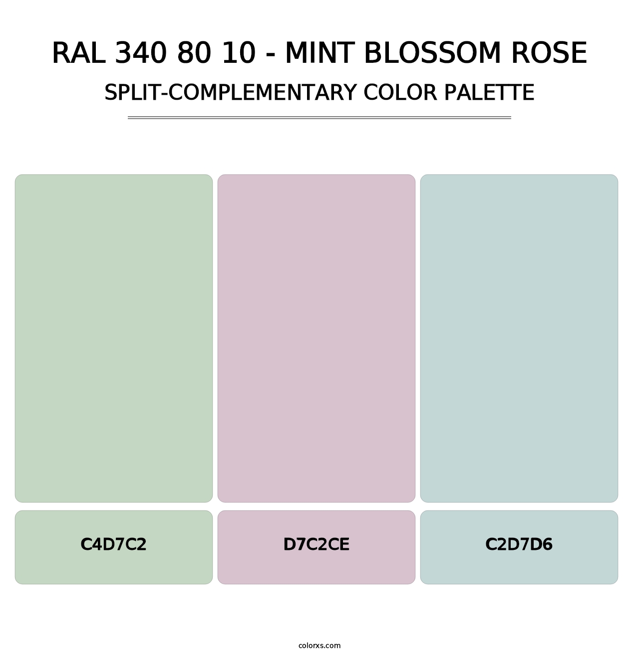 RAL 340 80 10 - Mint Blossom Rose - Split-Complementary Color Palette