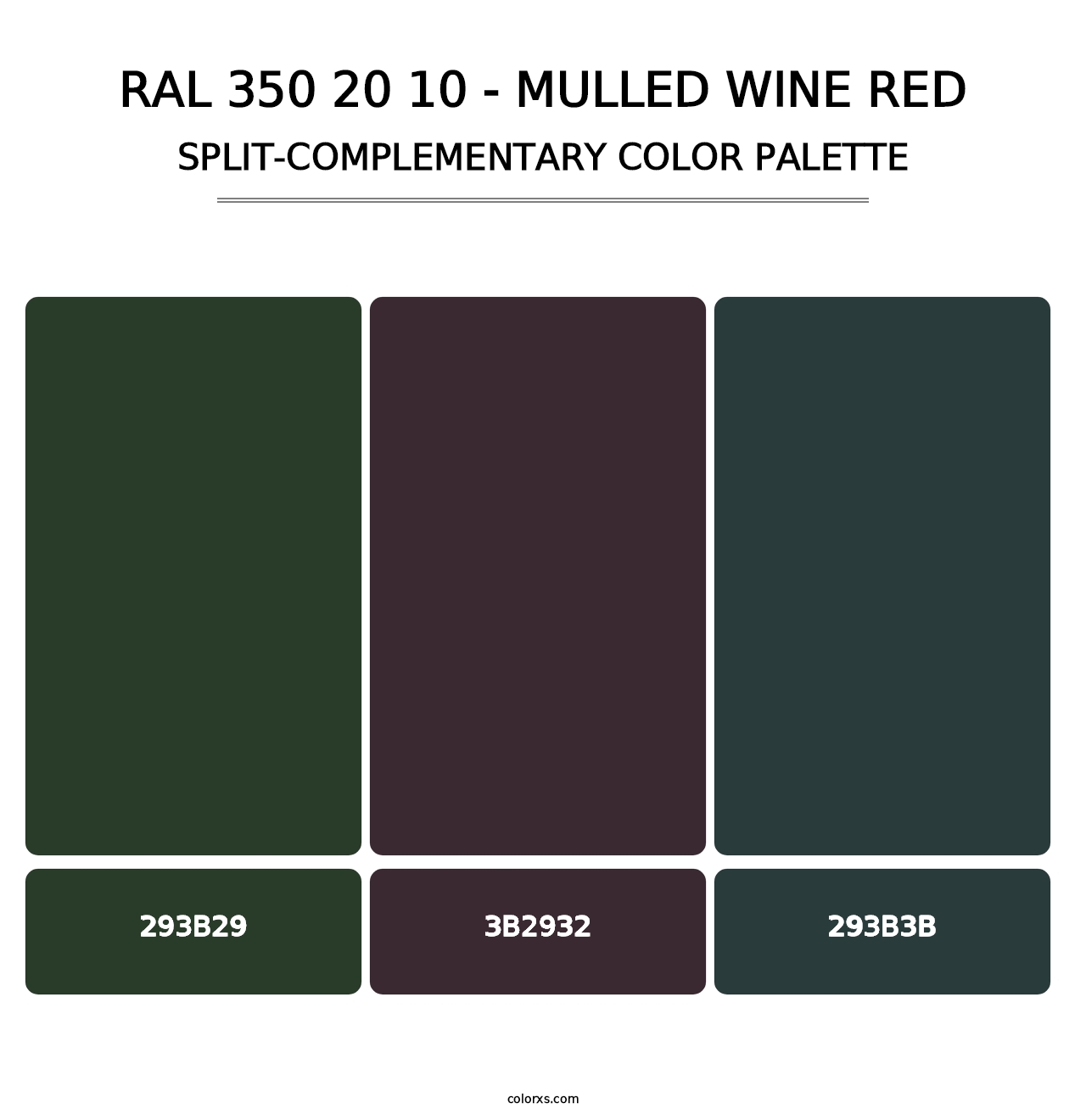 RAL 350 20 10 - Mulled Wine Red - Split-Complementary Color Palette