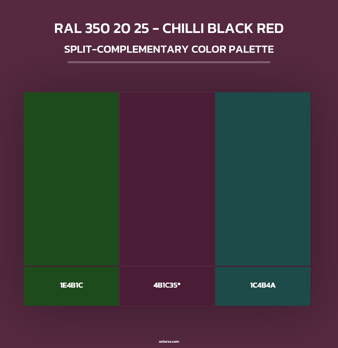 RAL 350 20 25 - Chilli Black Red - Split-Complementary Color Palette